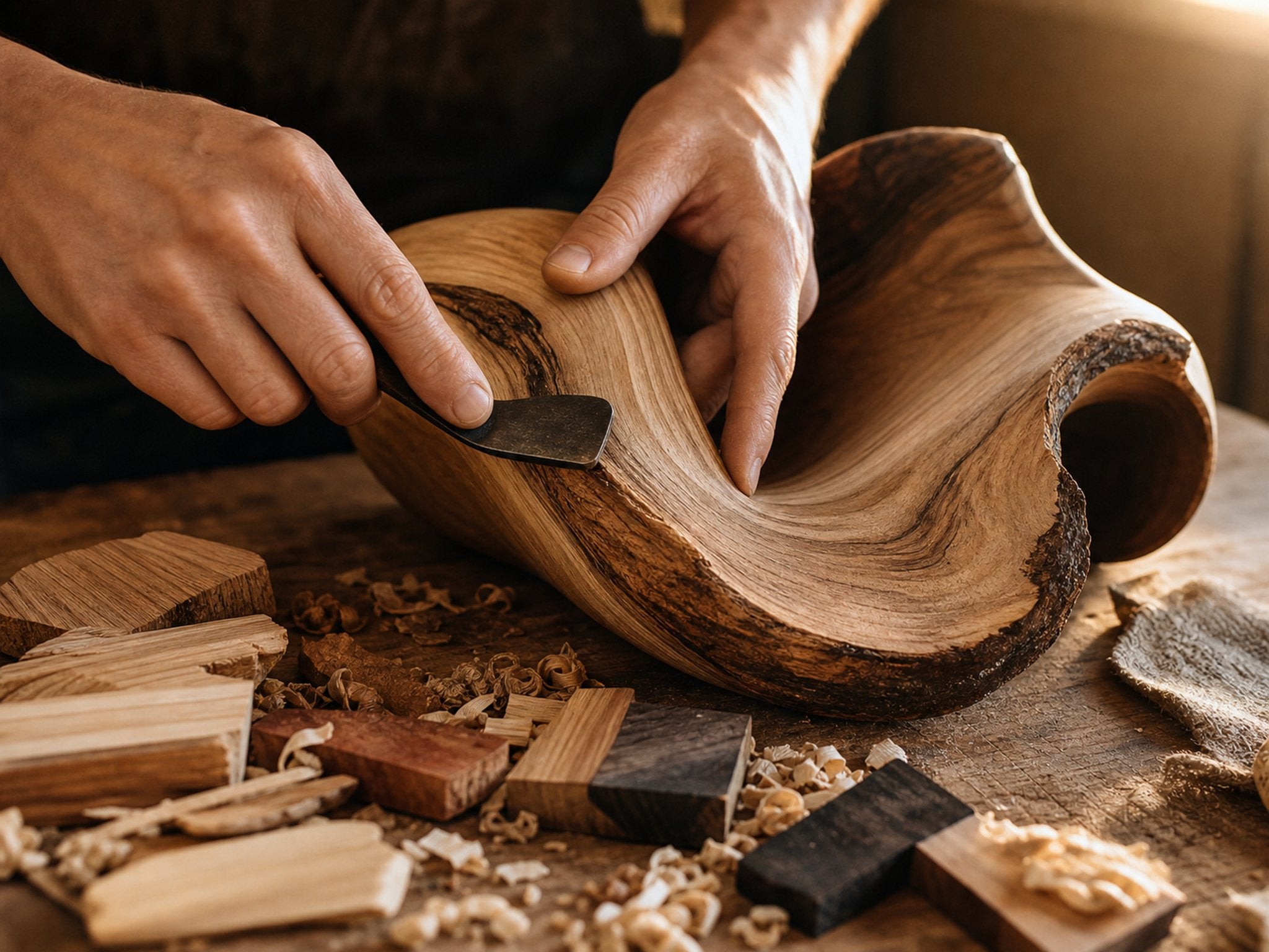 Shaping solid wood by hand