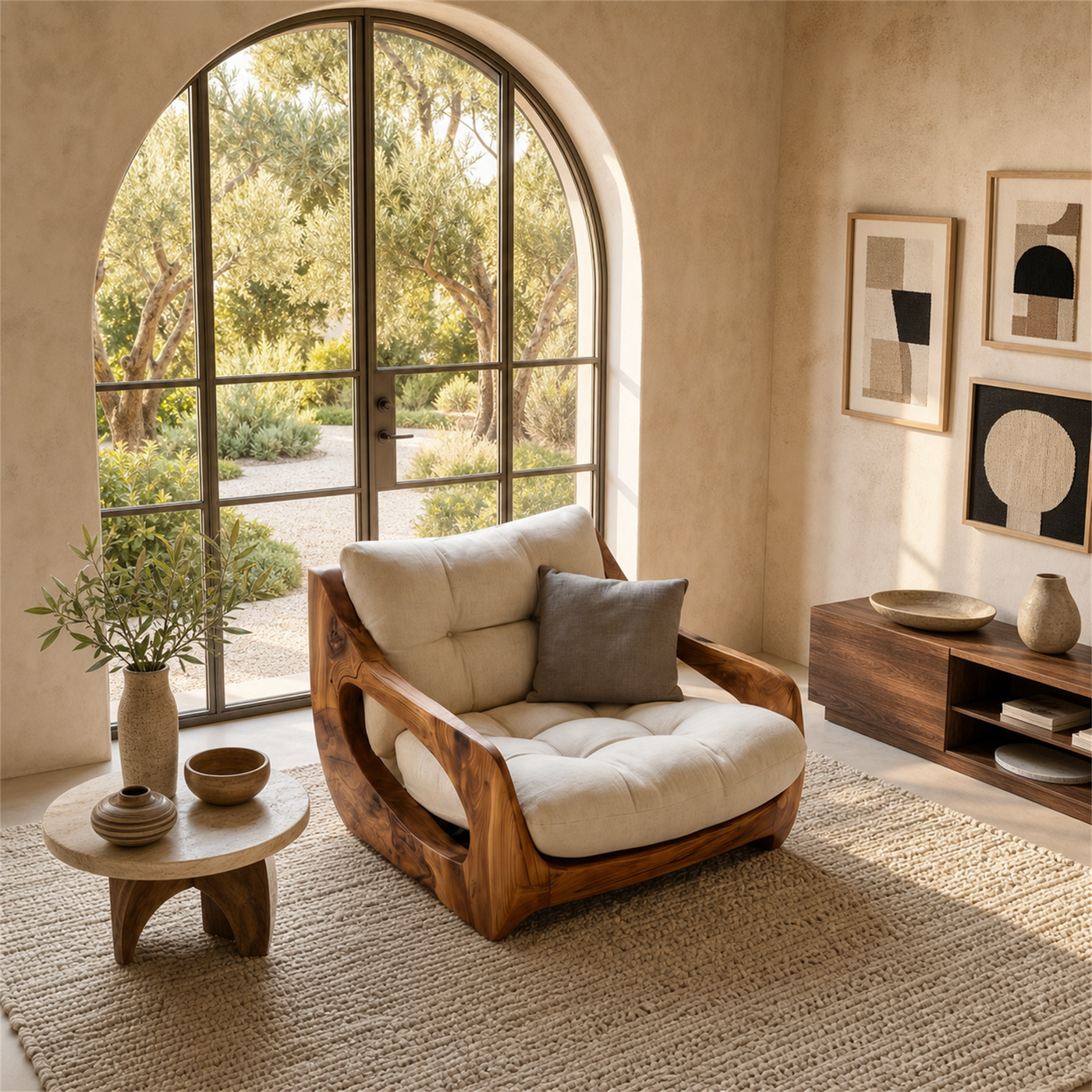 Modern Organic Lounge Seating With Carved Form For Living Room - view 2