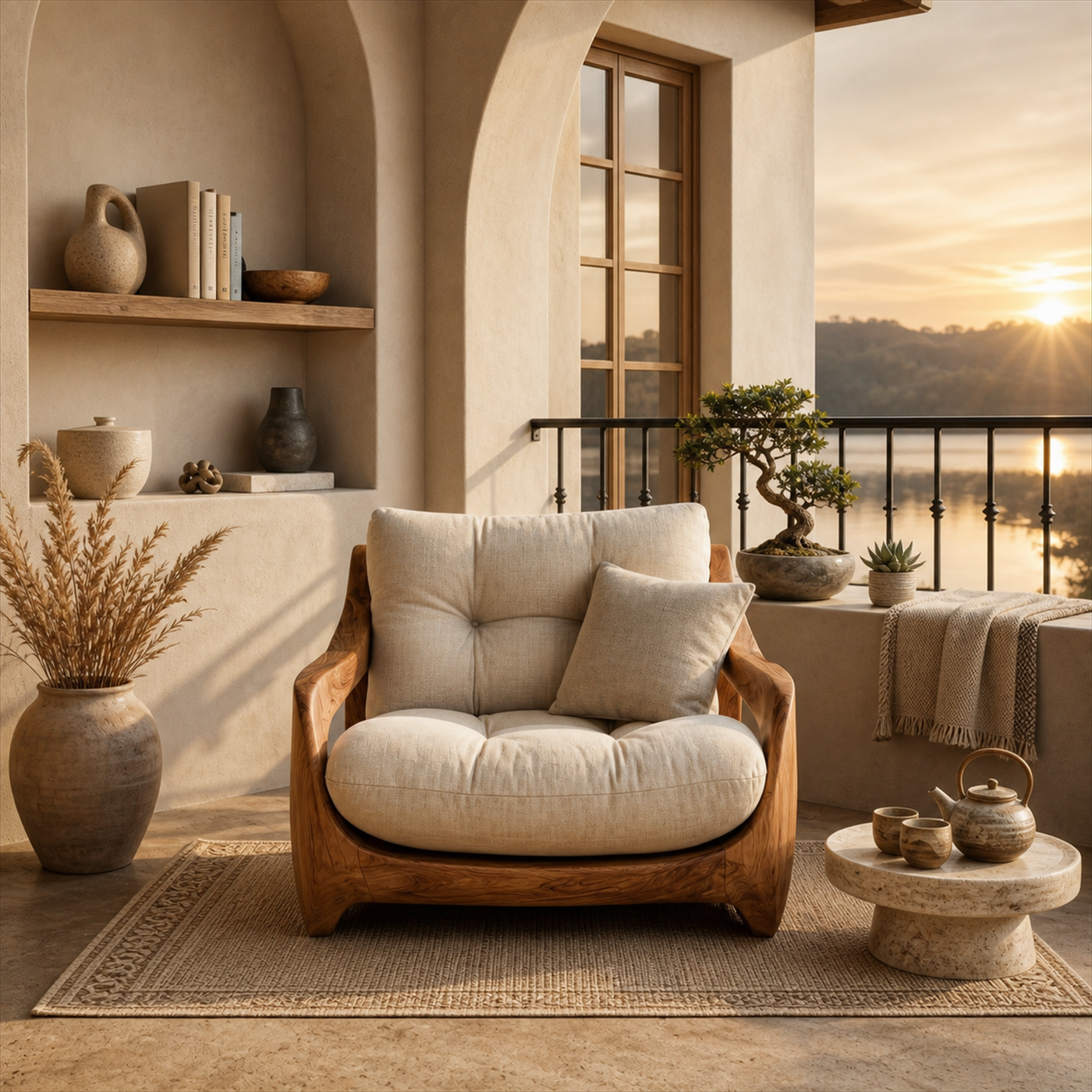 Modern Organic Lounge Seating With Carved Form For Living Room - view 3