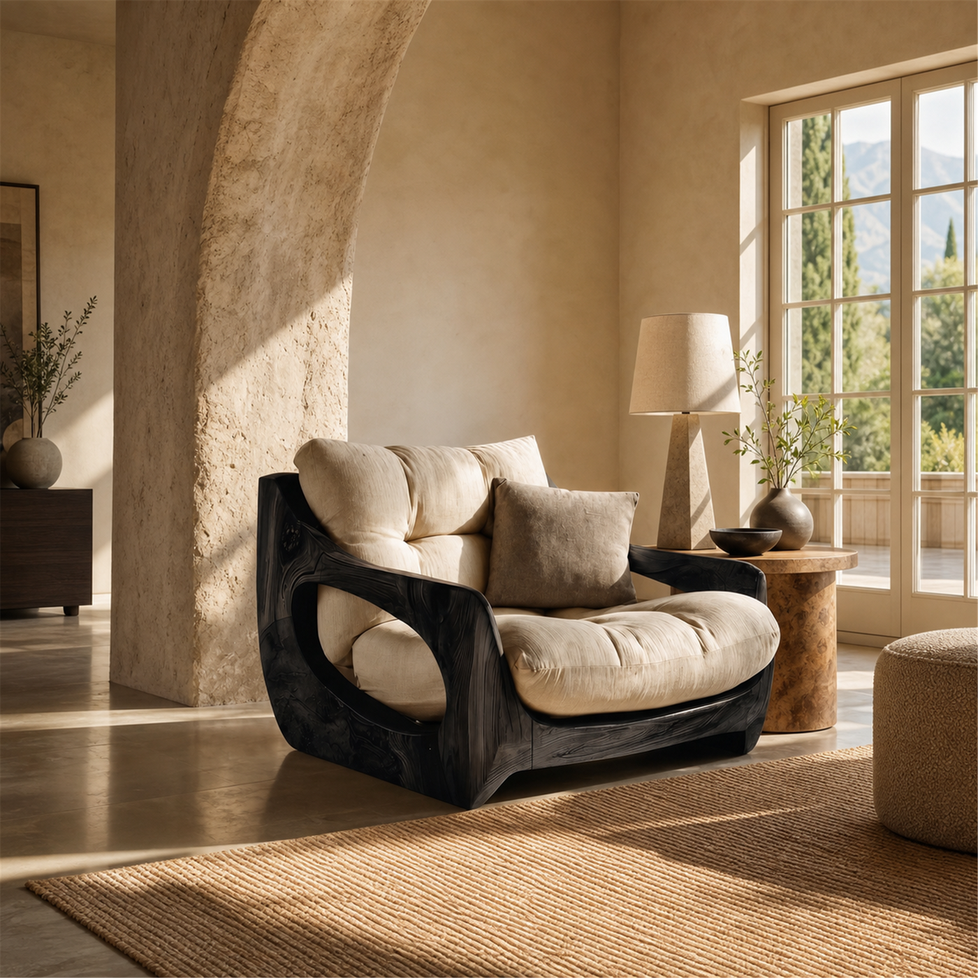 Modern Organic Lounge Seating With Carved Form For Living Room - view 4