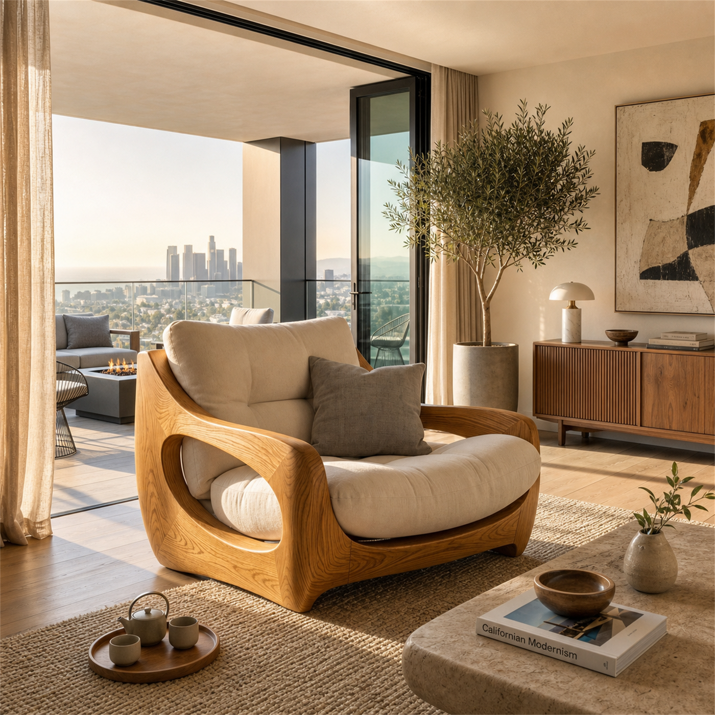 Modern Organic Lounge Seating With Carved Form For Living Room - view 5
