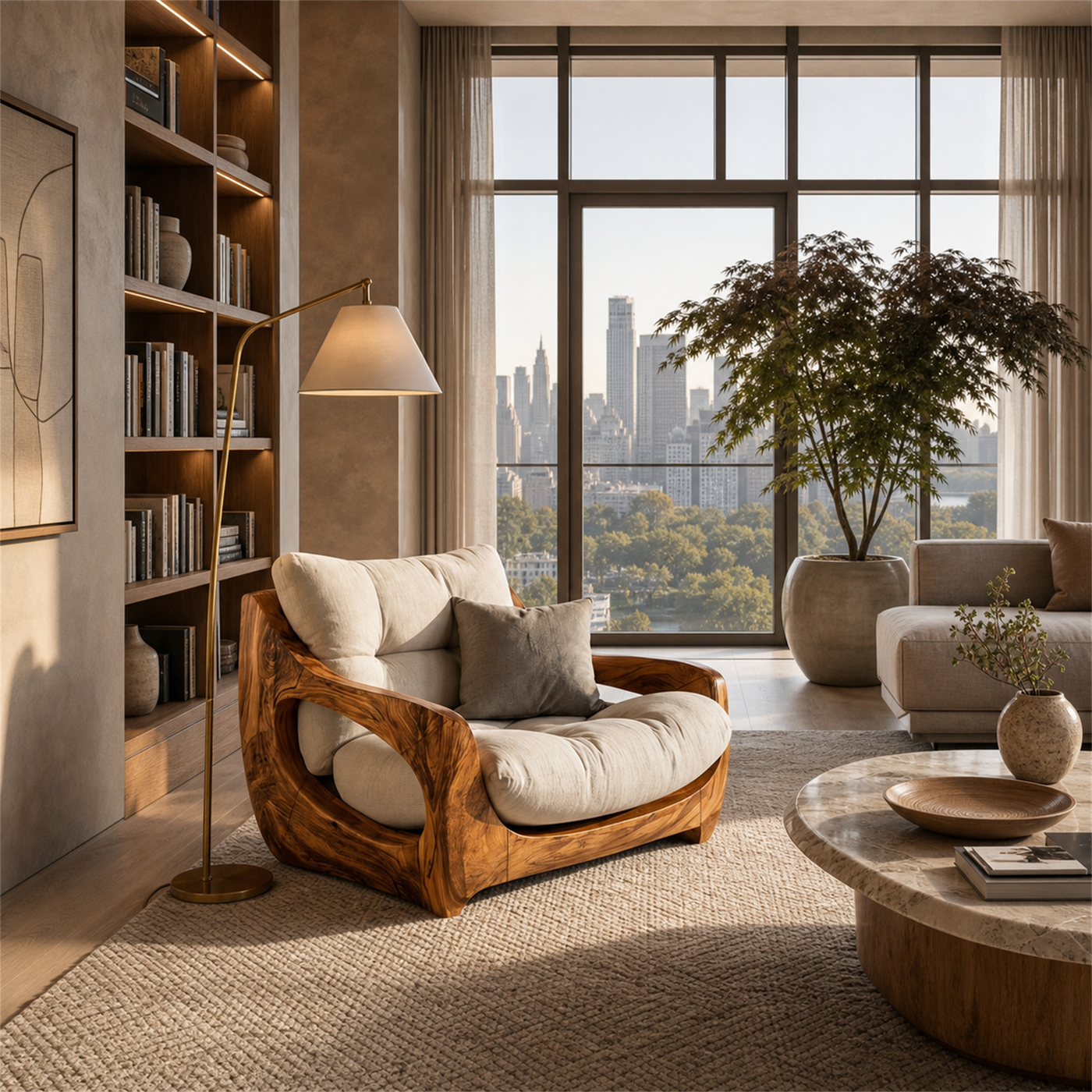 Modern Organic Lounge Seating With Carved Form For Living Room - view 6