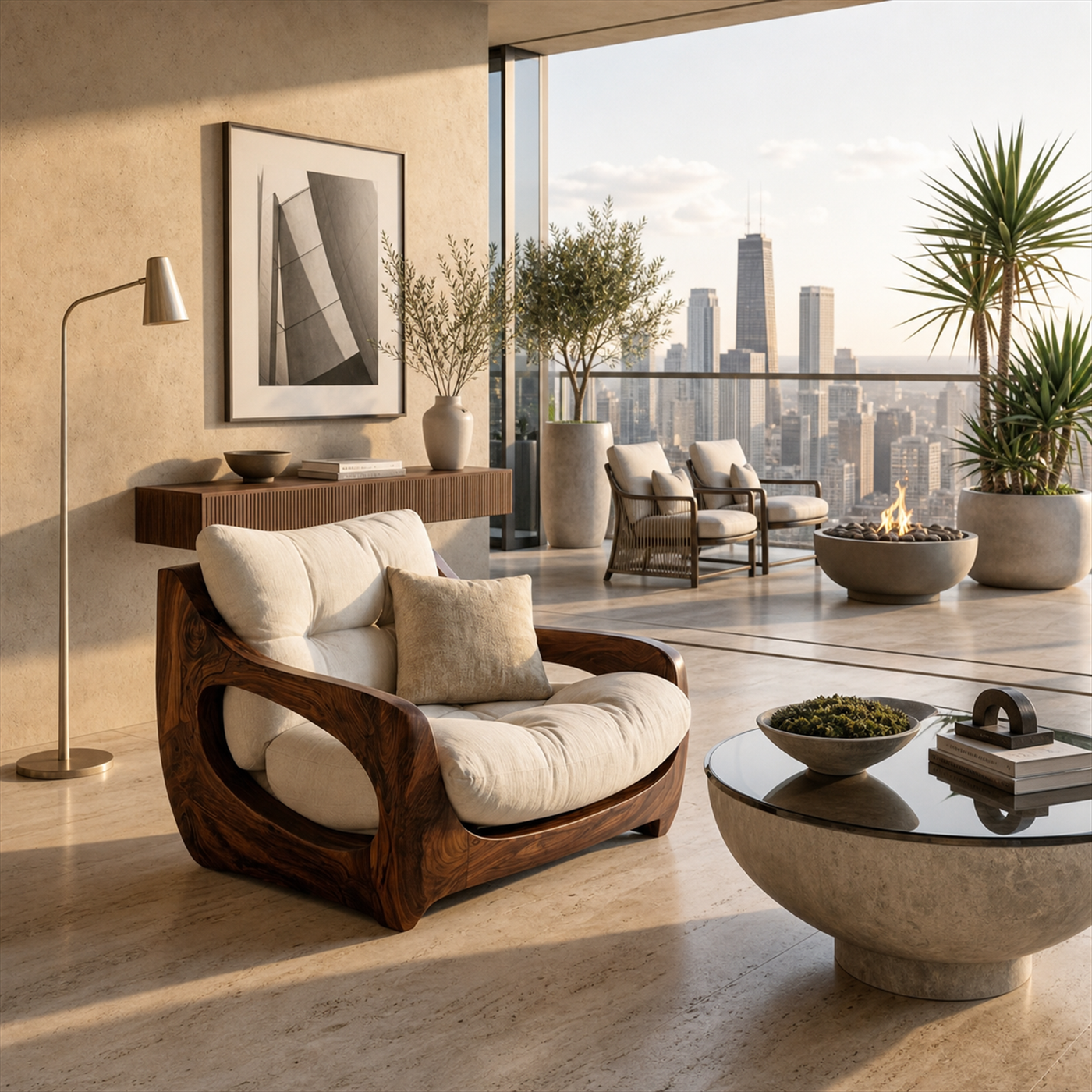 Modern Organic Lounge Seating With Carved Form For Living Room - view 7