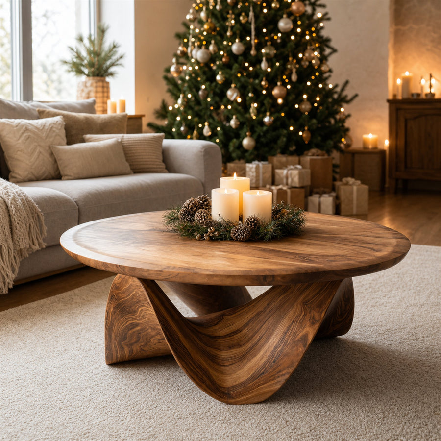 Sculptural Round Coffee Table For Holiday Decor