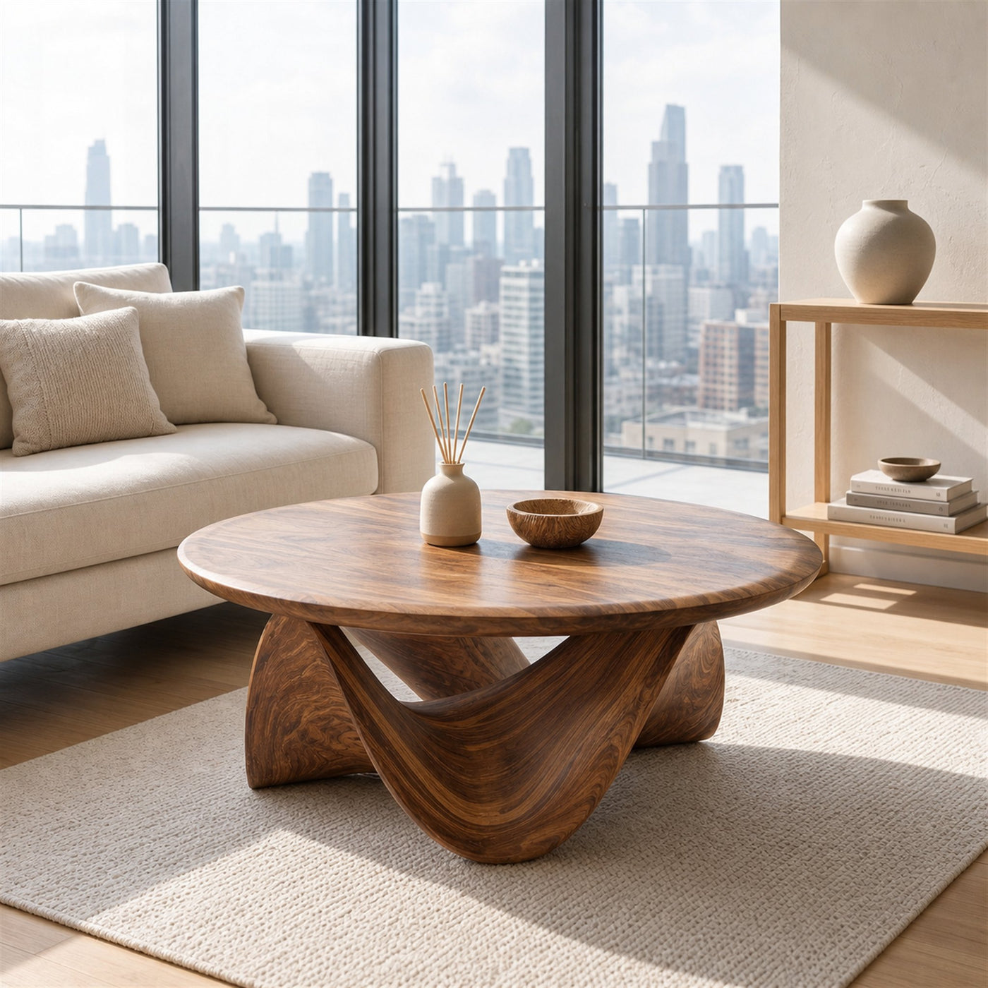 Sculptural Round Coffee Table For Holiday Decor - product view 6