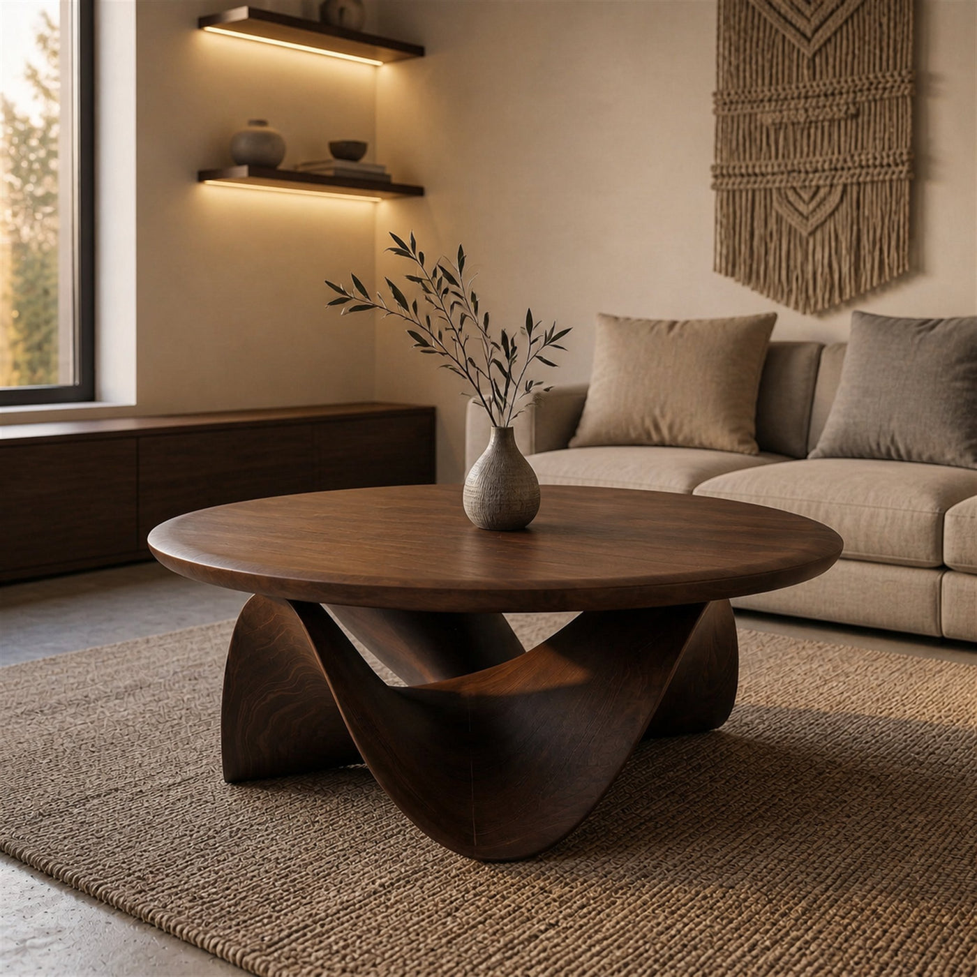 Sculptural Round Coffee Table For Holiday Decor - product view 7