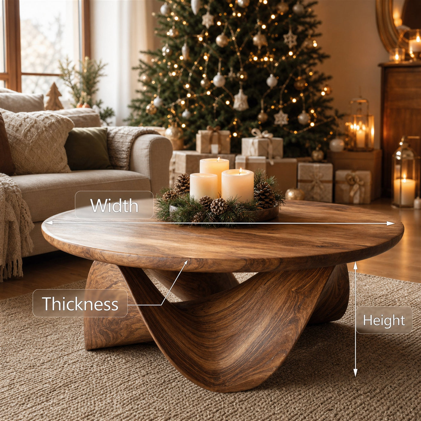 Sculptural Round Coffee Table For Holiday Decor - product view 8