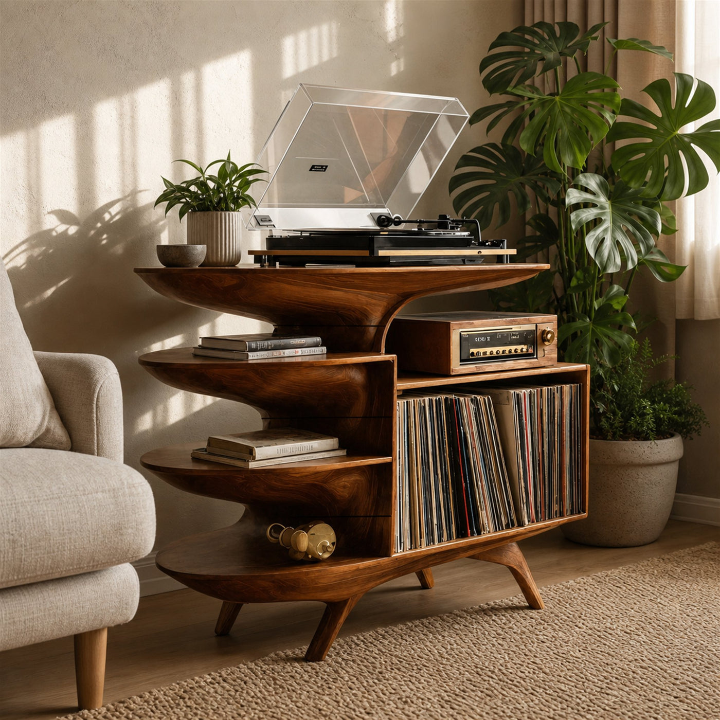 Modern Wooden Record Stand For Bedroom Interior Design Style - product view 6