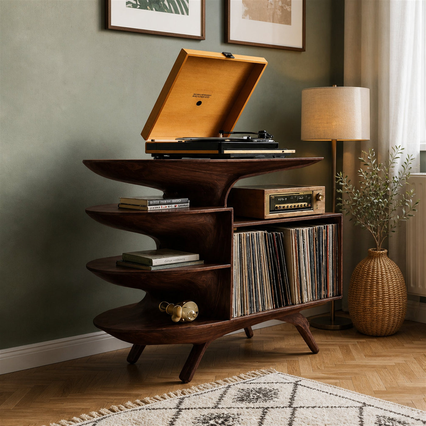 Modern Wooden Record Stand For Bedroom Interior Design Style - product view 7