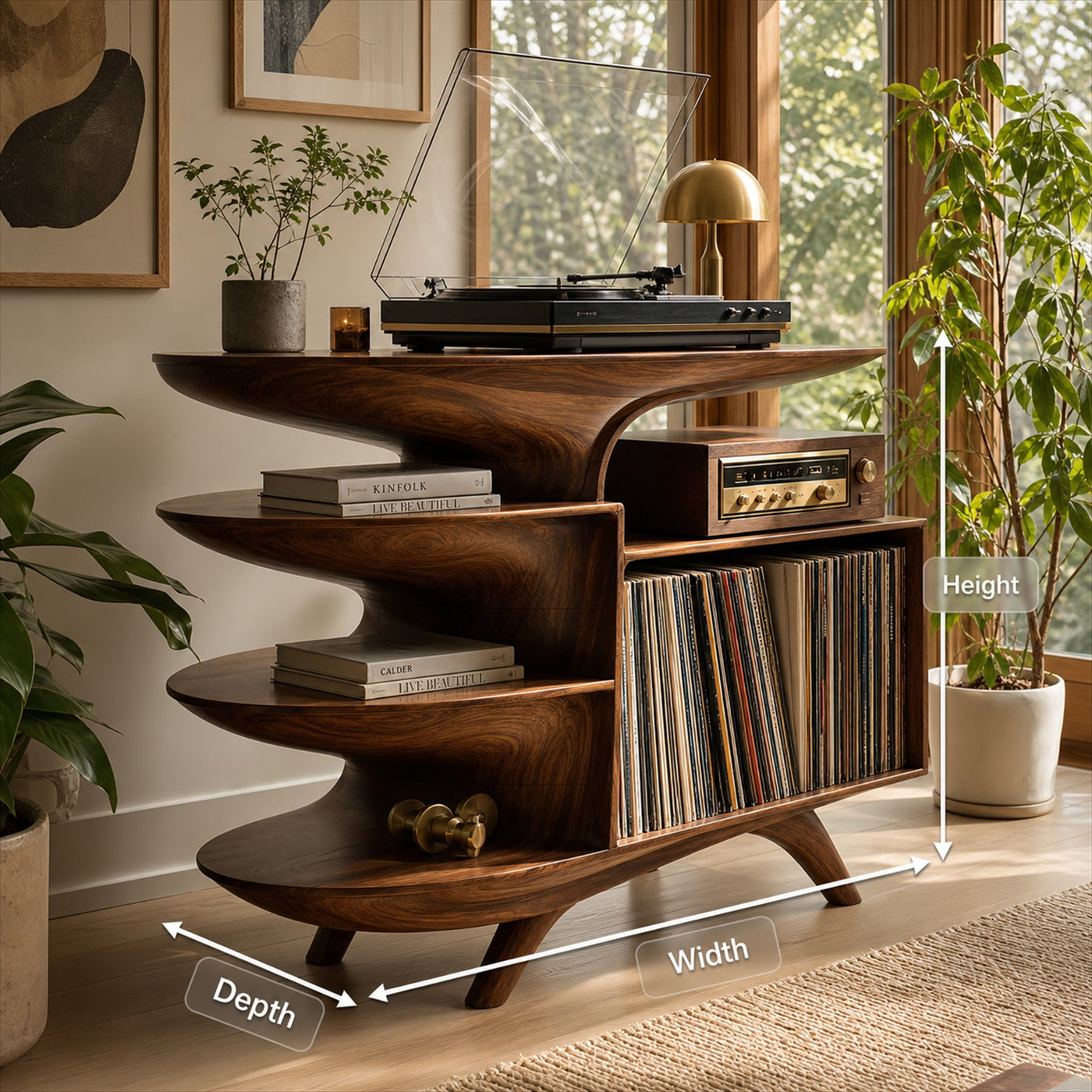 Modern Wooden Record Stand For Bedroom Interior Design Style - product view 8
