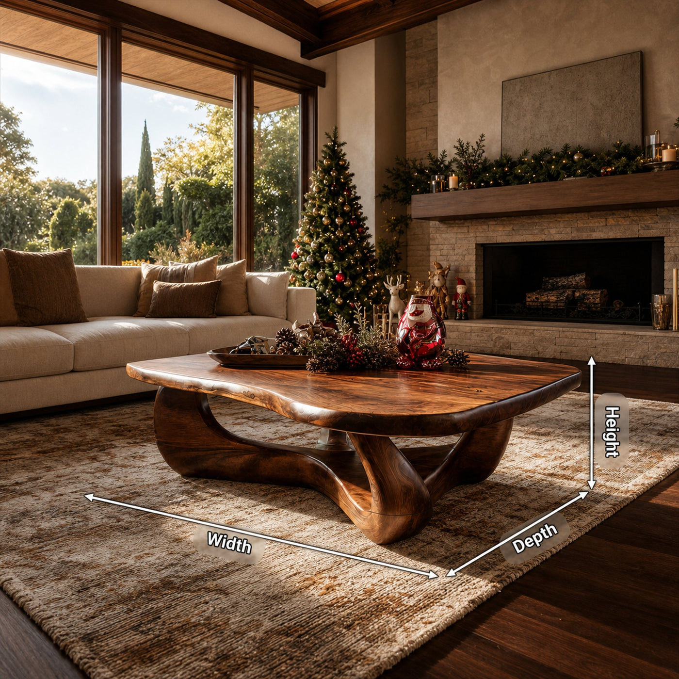 Rustic Wooden Live Edge Coffee Table For Holiday Home Furniture - product view 8