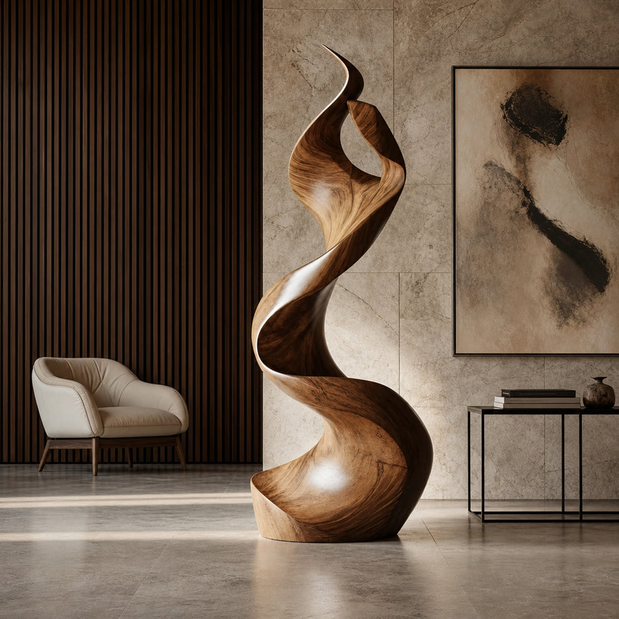 Rustic Large Wooden Sculpture For Furniture Art Feature