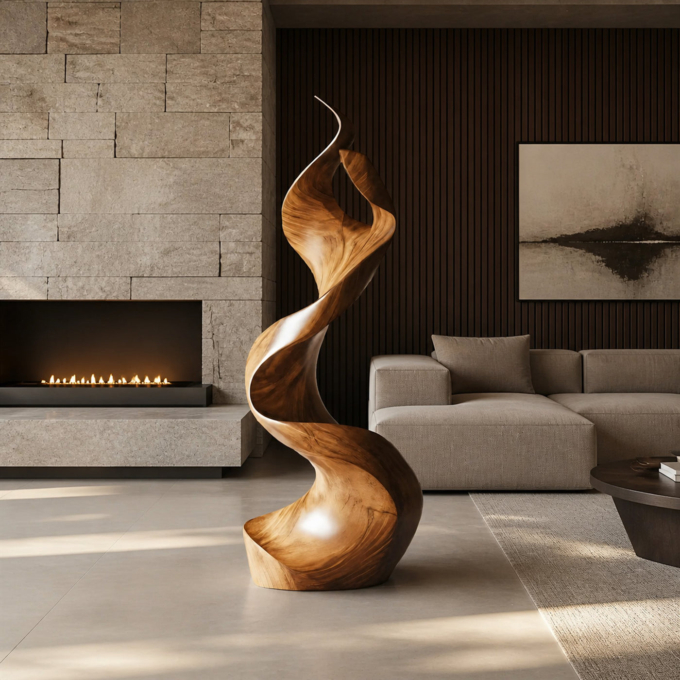 Rustic Large Wooden Sculpture For Furniture Art Feature - product view 6