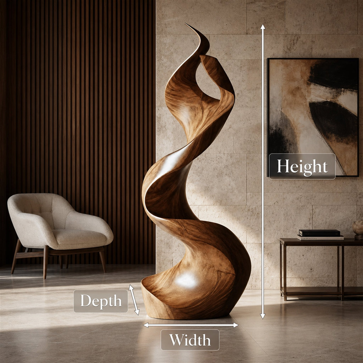 Rustic Large Wooden Sculpture For Furniture Art Feature - product view 8