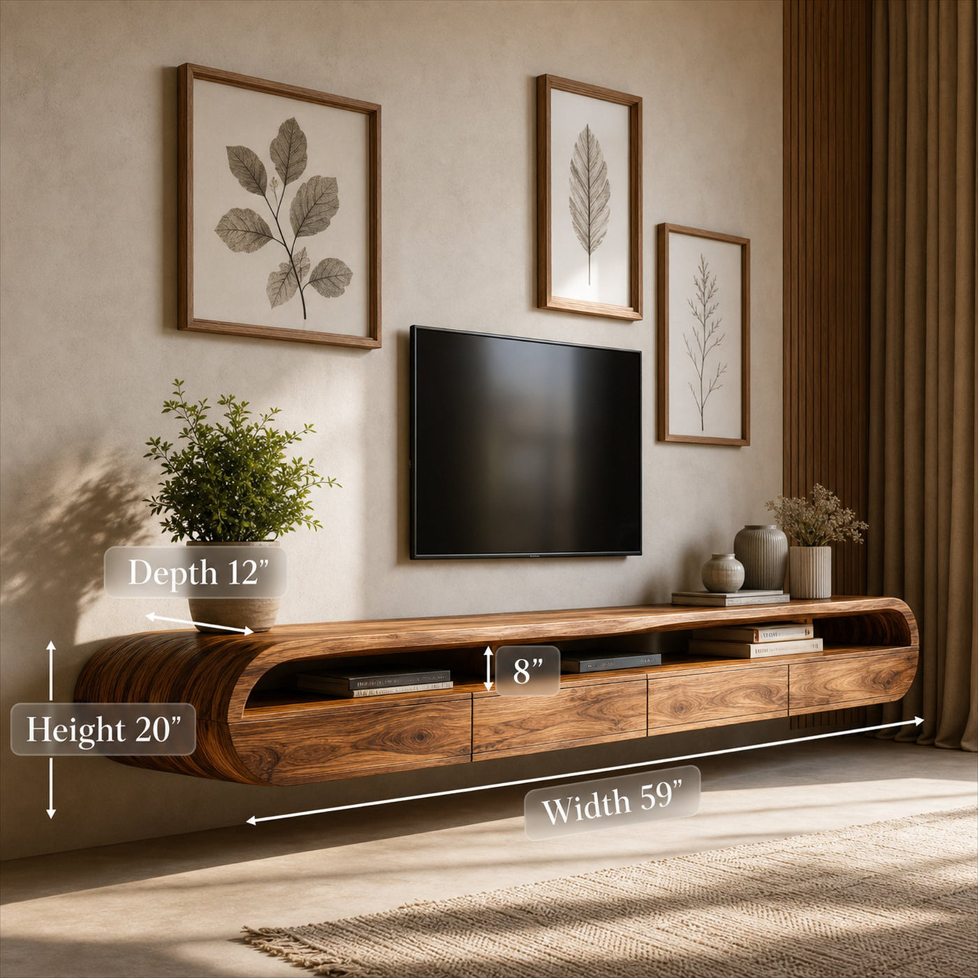 Modern Floating TV Console With Rounded Design For Living Room - product view 9