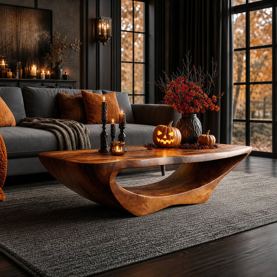 Farmhouse Live Edge Coffee Table Entryway Design Rustic Halloween