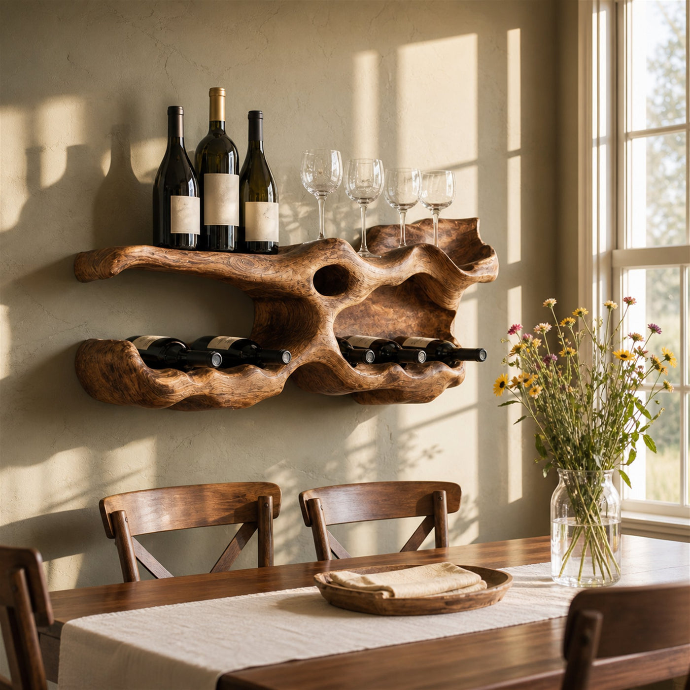 Farmhouse Wine Holder For Living Room Shelf Accent - product view 6