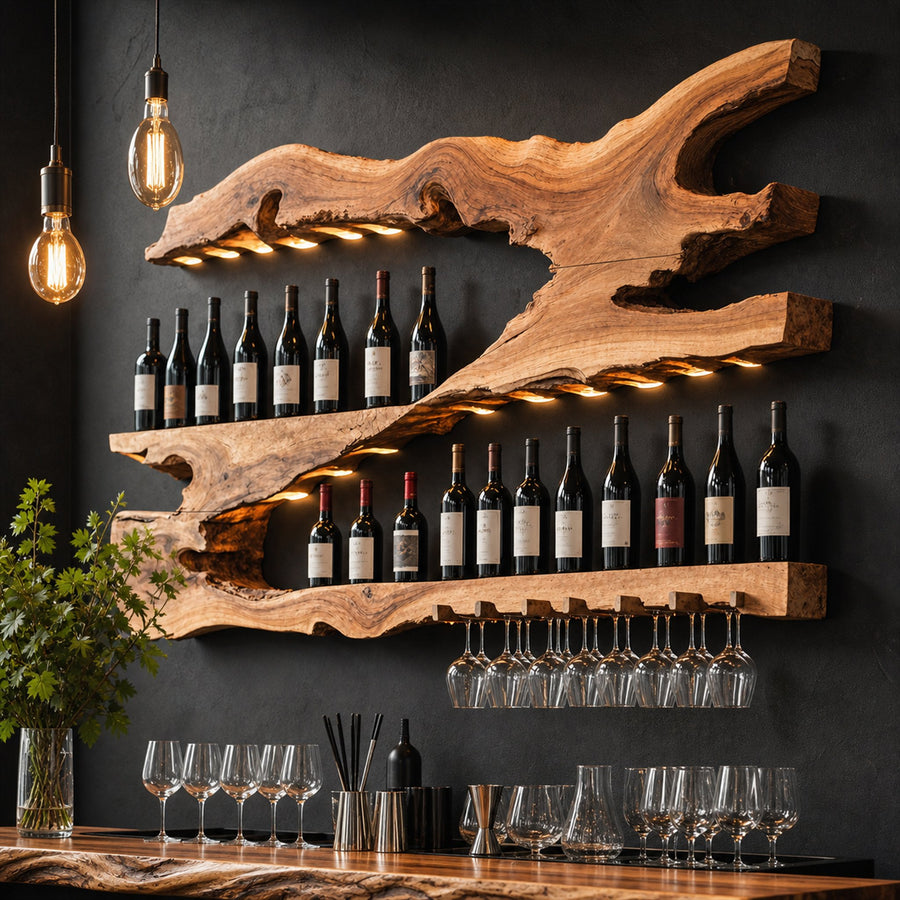 Mid Century Wine Holder For Kitchen Minimalist Shelf