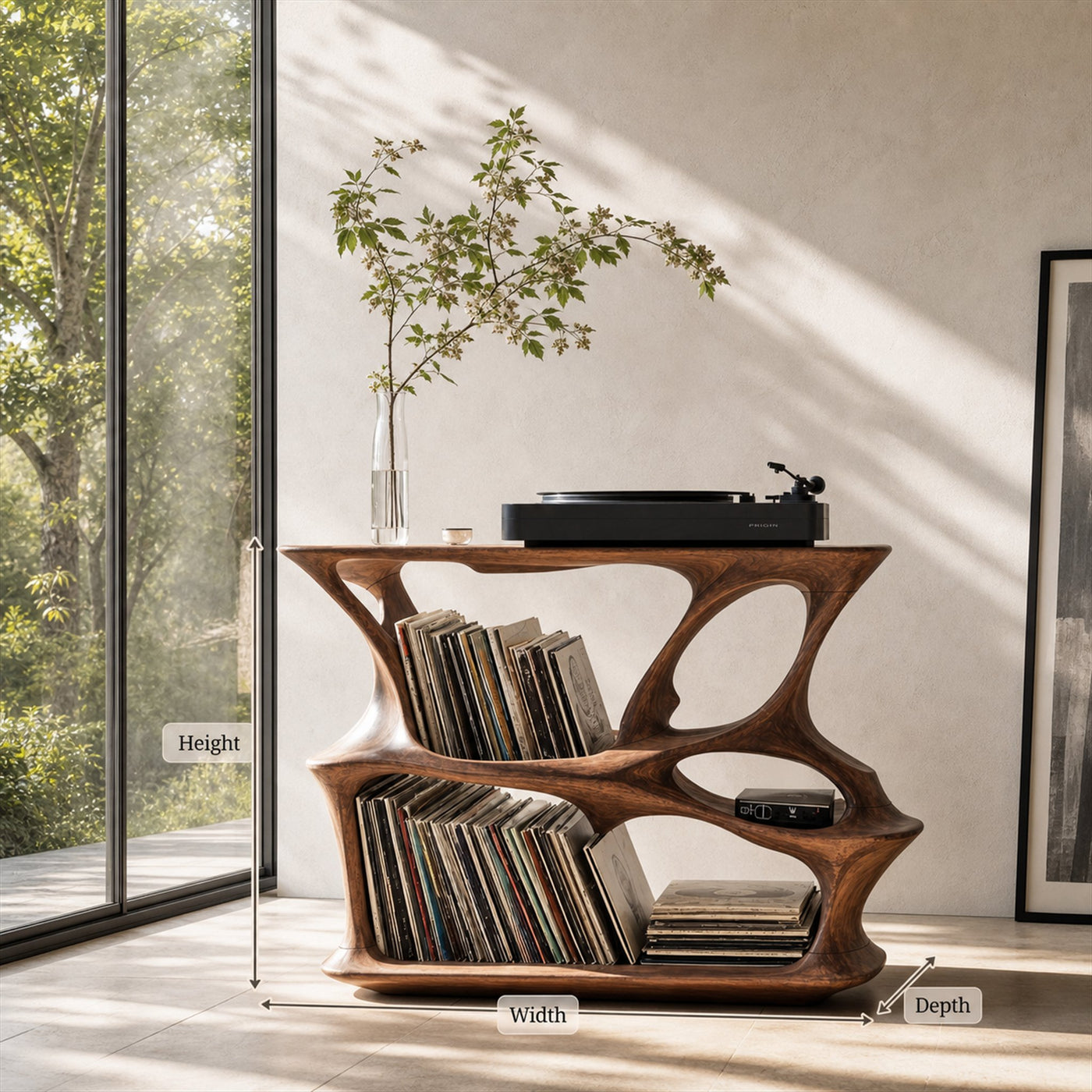 Mid Century Record Stand Vinyl Storage Solution - product view 8