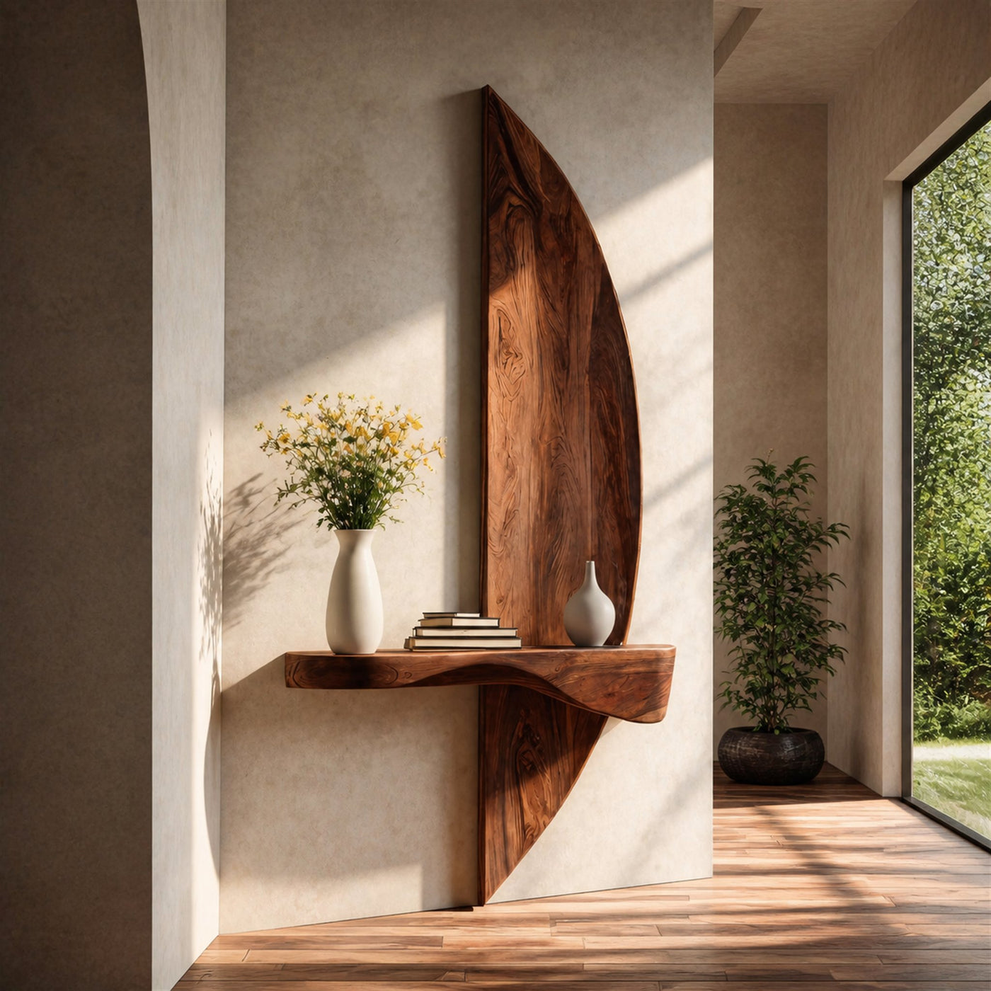 Contemporary Floating Shelf Sculptural For Entryway