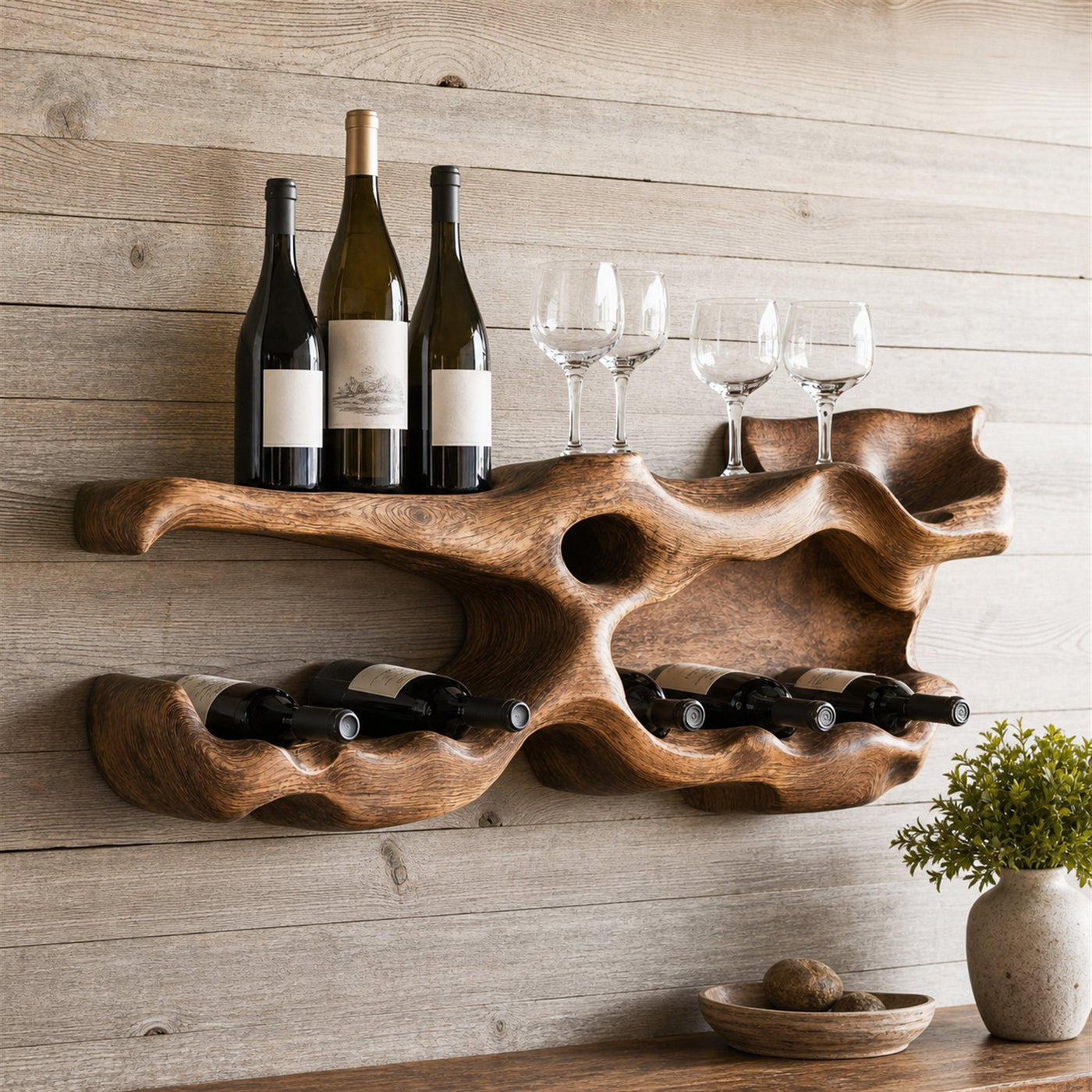 Farmhouse Wine Holder For Living Room Shelf Accent