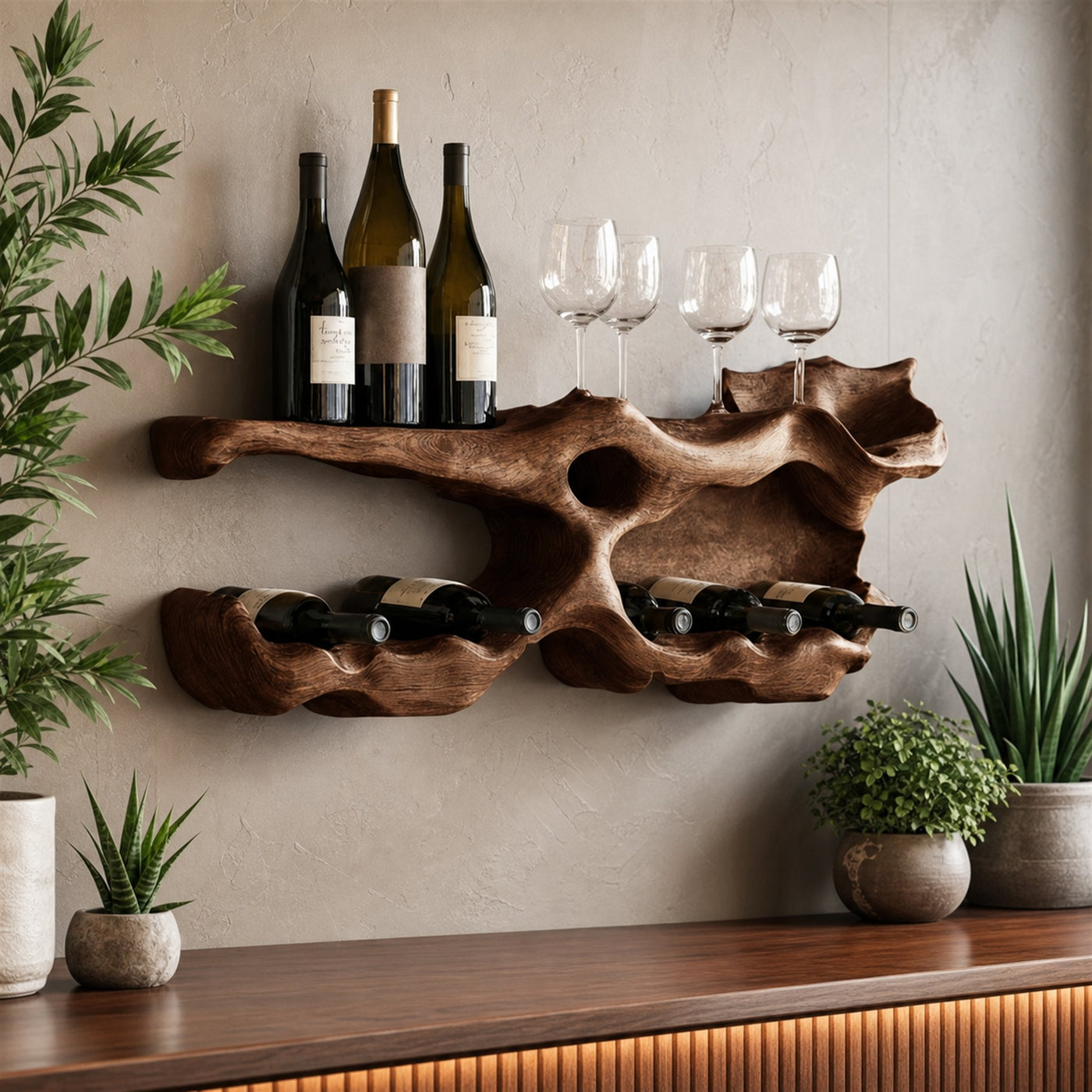 Farmhouse Wine Holder For Living Room Shelf Accent - product view 7