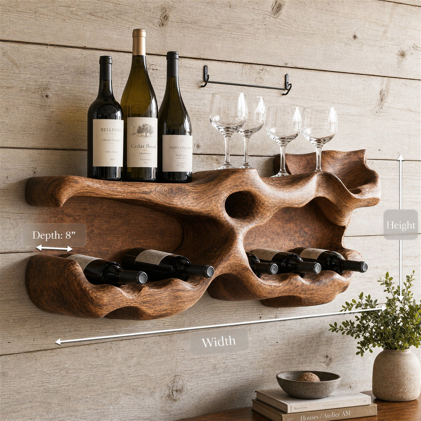 Farmhouse Wine Holder For Living Room Shelf Accent - product view 8