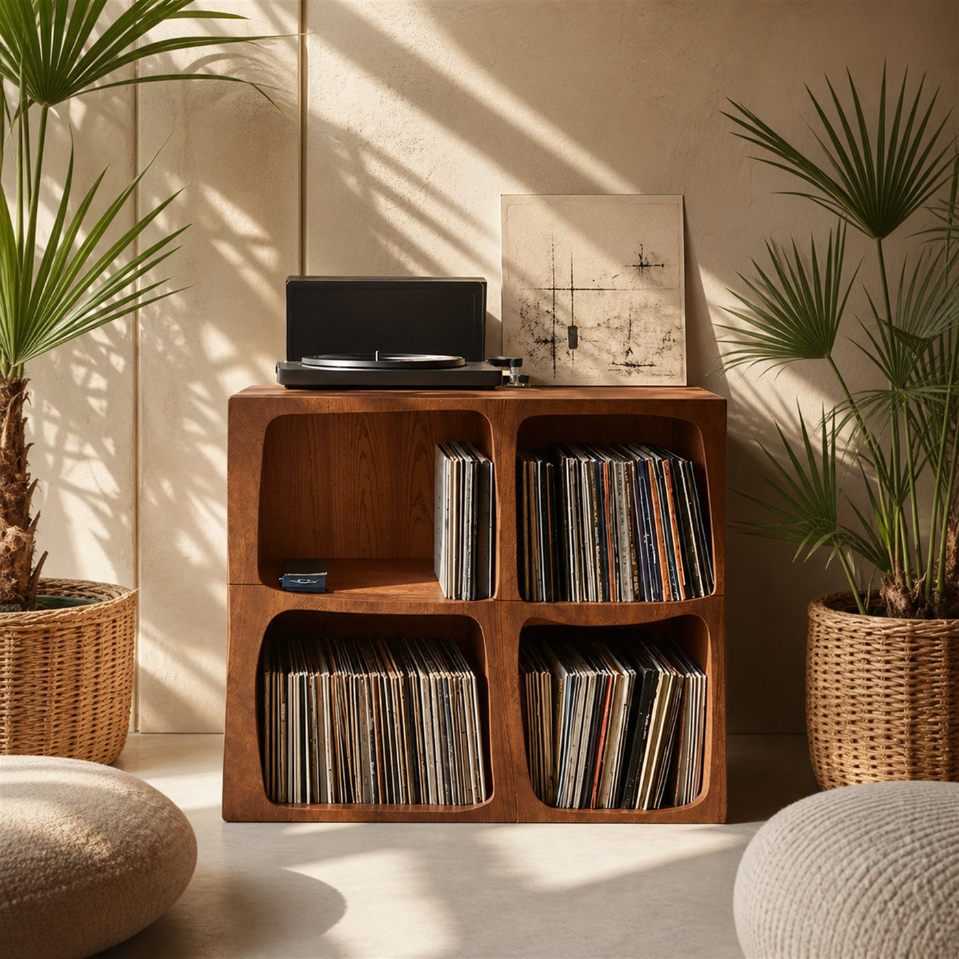 Mid Century Live Edge Record Stand Modern Living Room - product view 6