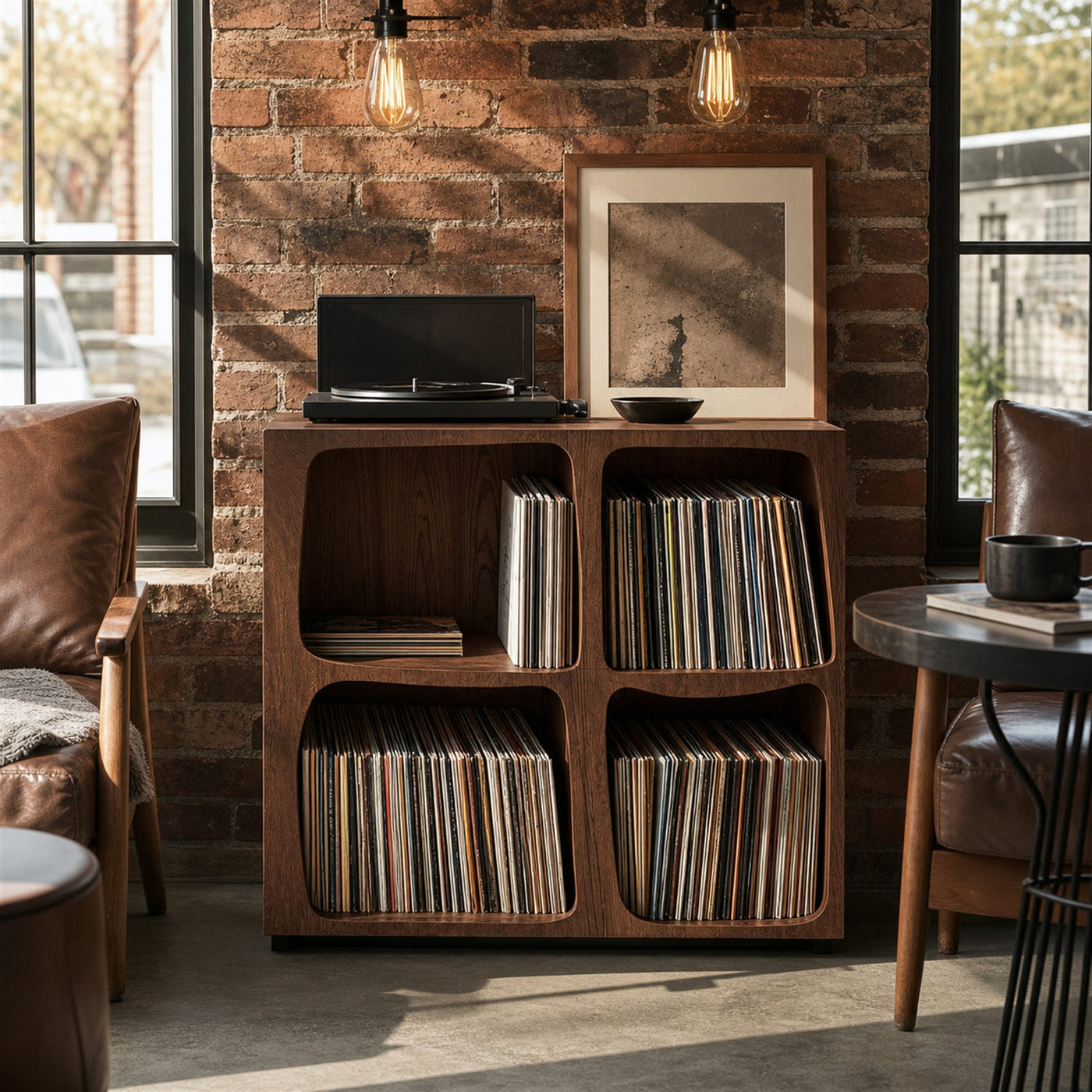 Mid Century Live Edge Record Stand Modern Living Room - product view 7