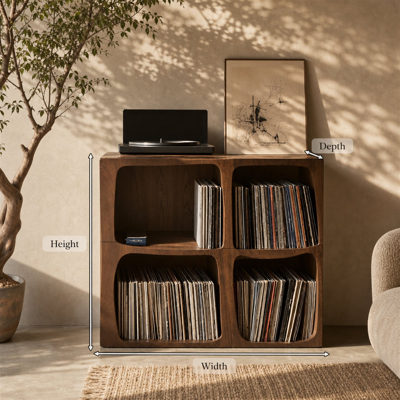 Mid Century Live Edge Record Stand Modern Living Room - product view 8