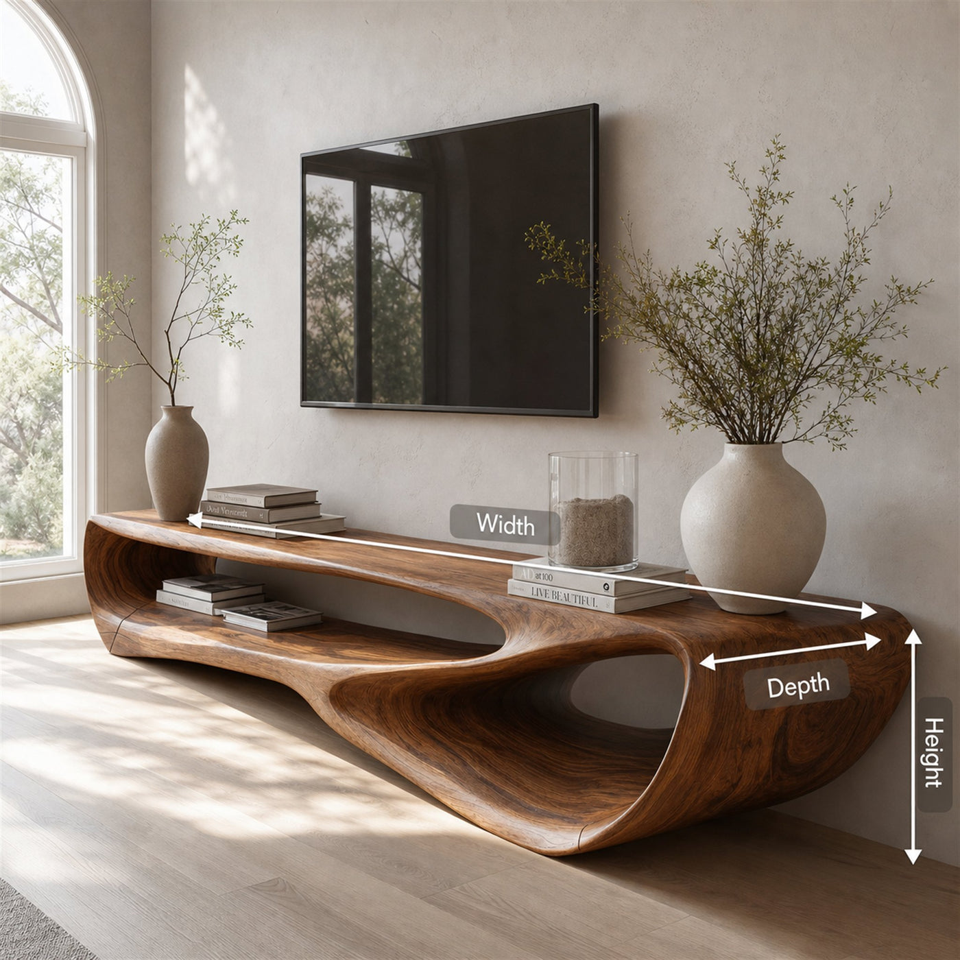 Minimal Curved TV Console For Living Room - product view 8