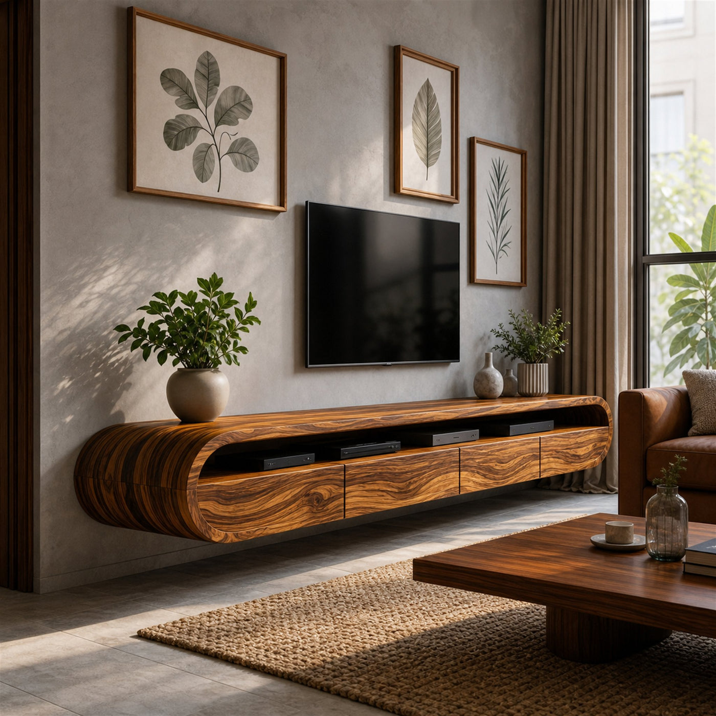 Modern Floating TV Console With Rounded Design For Living Room - product view 7
