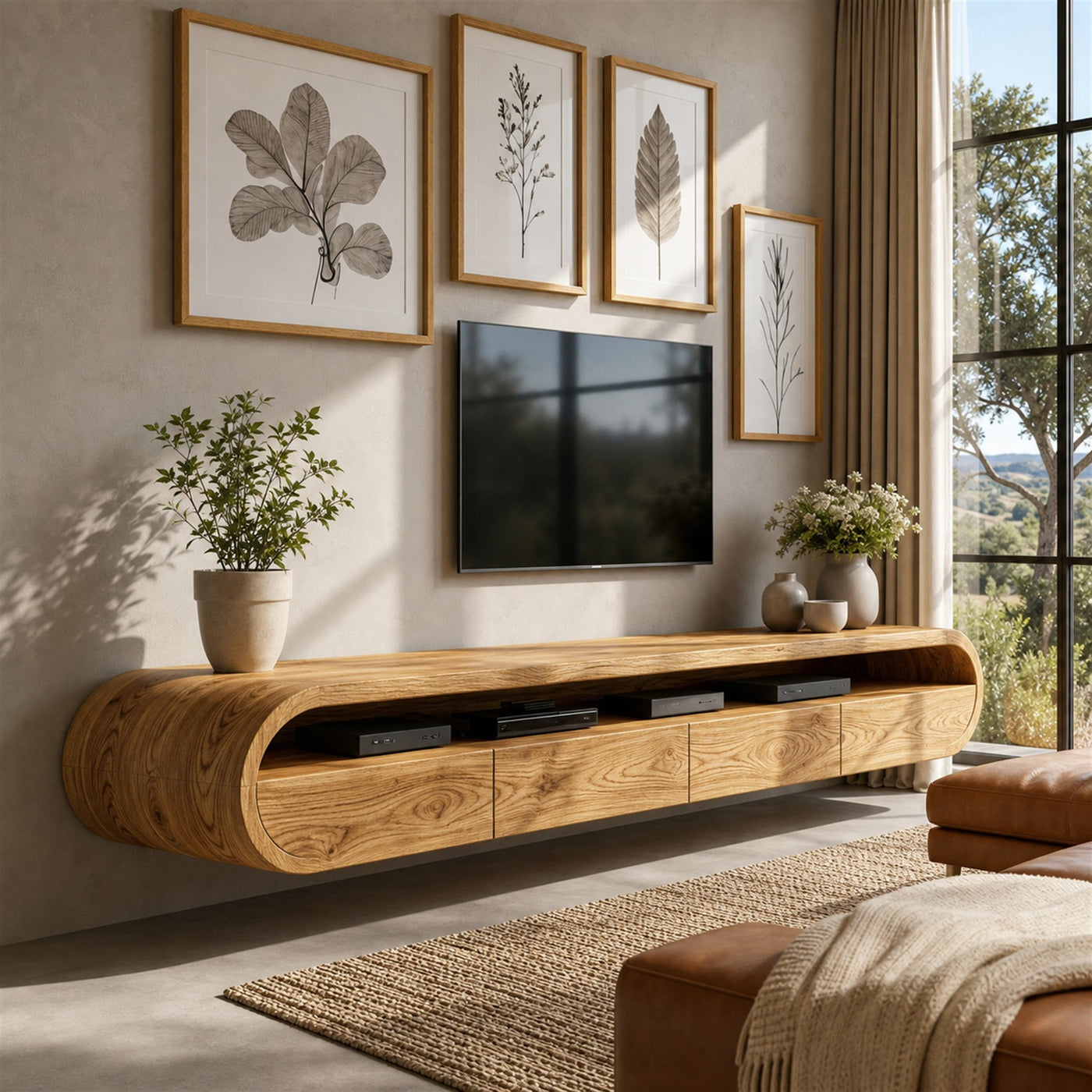 Modern Floating TV Console With Rounded Design For Living Room - product view 6