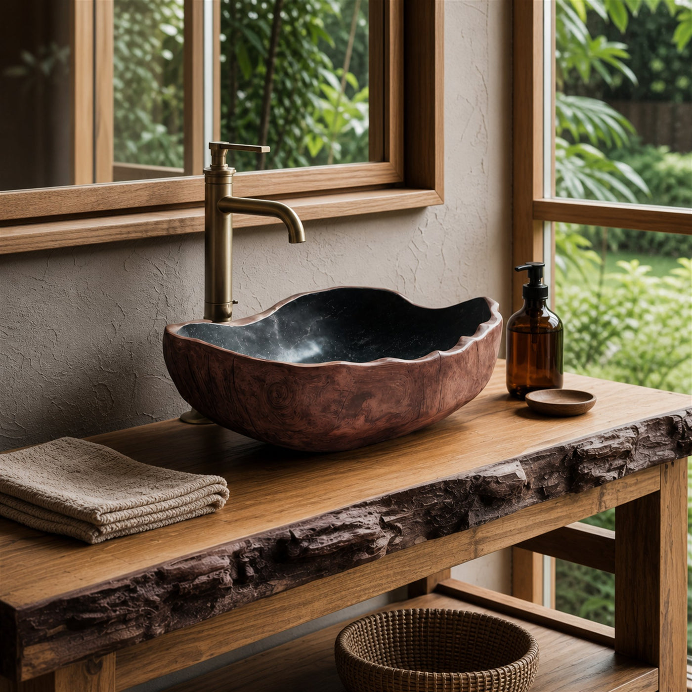 Solid Wood Sink Mid Century Look For Bathroom Interior - product view 7