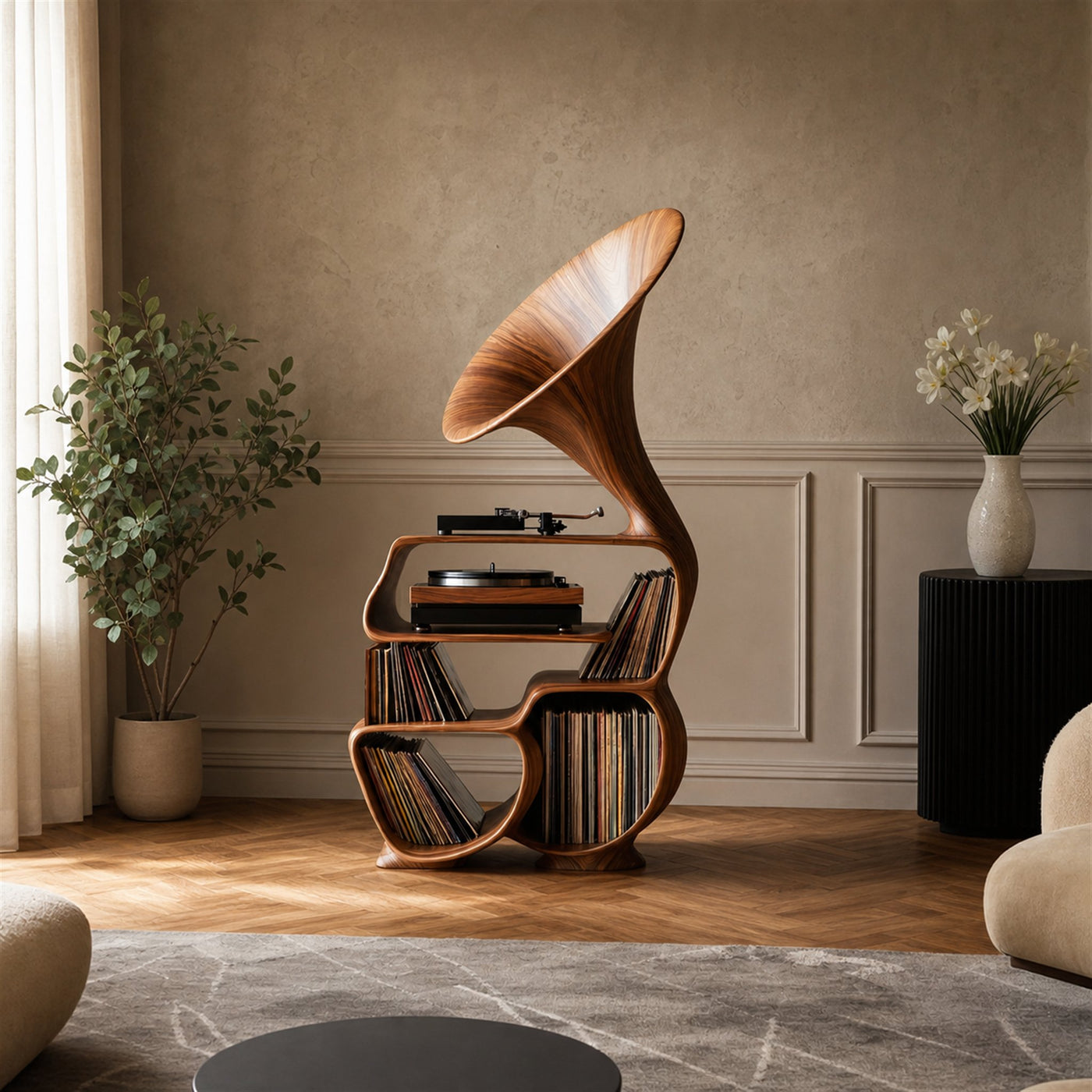 Mid Century Record Player Stand For Bedroom Decor