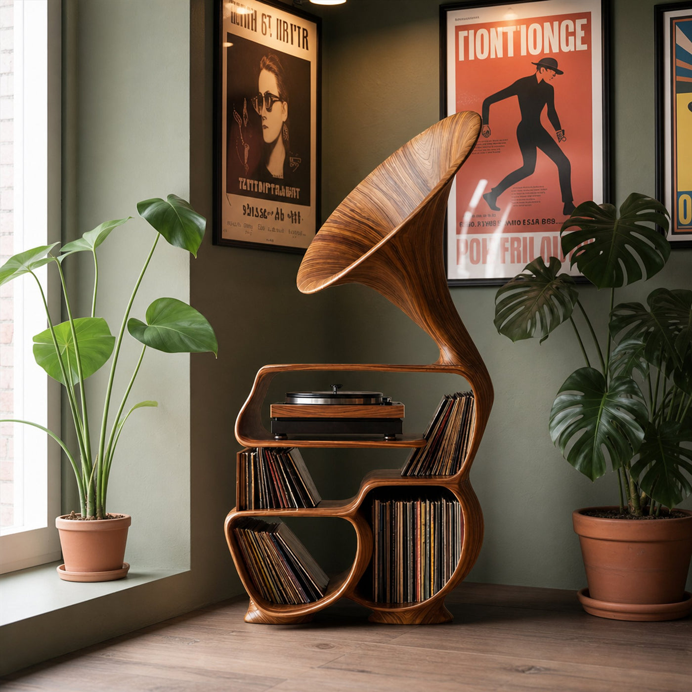 Mid Century Record Player Stand For Bedroom Decor - product view 6