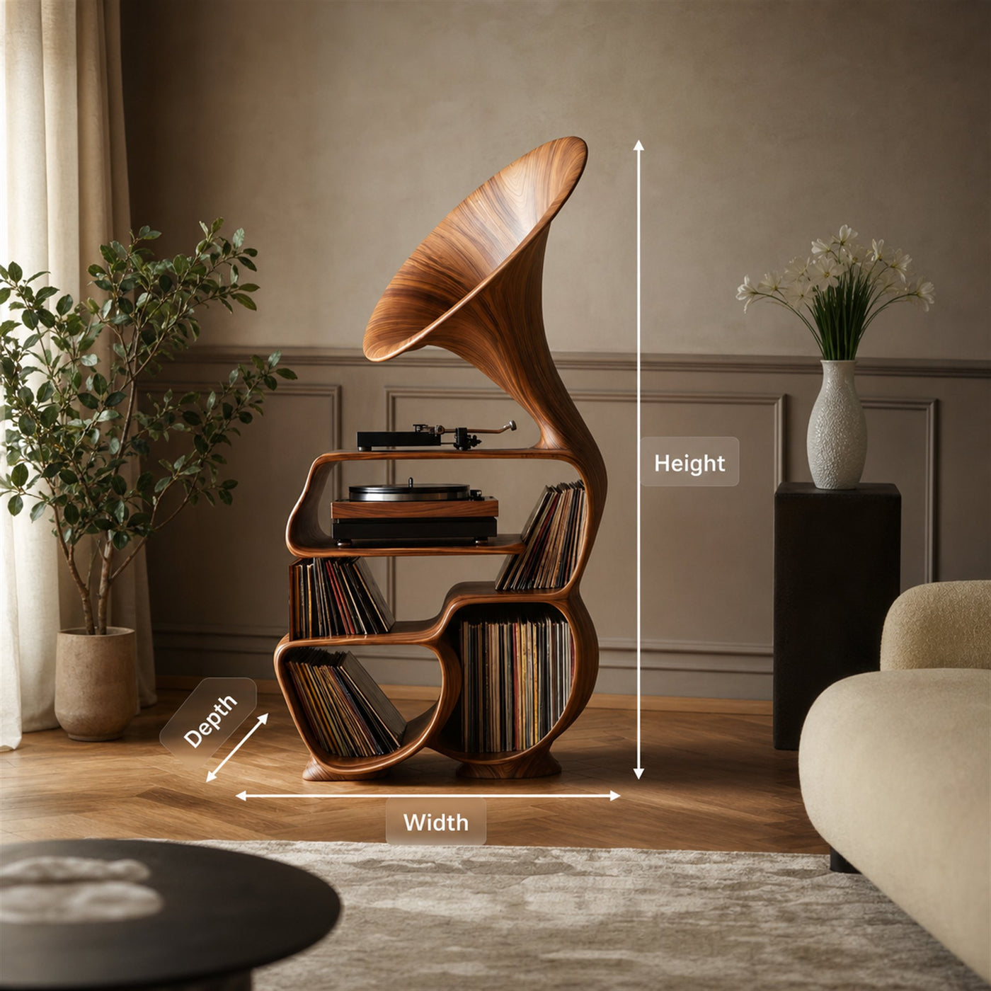 Mid Century Record Player Stand For Bedroom Decor - product view 8