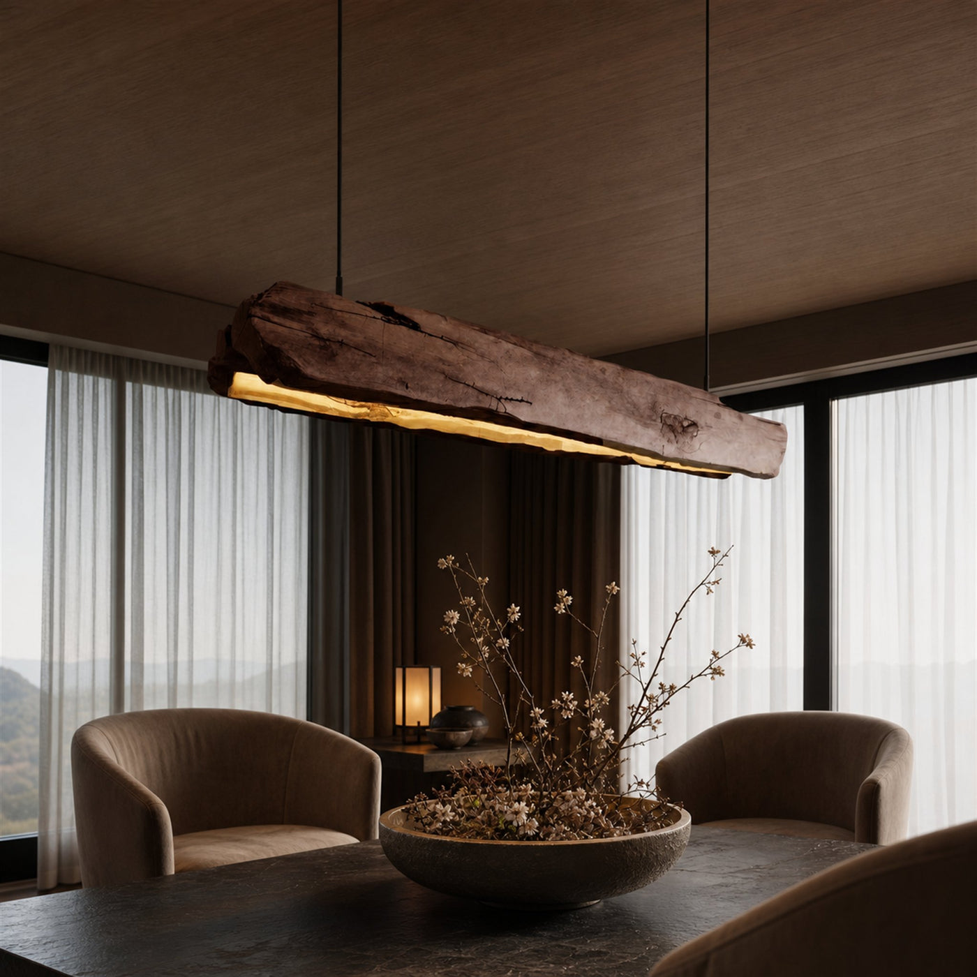 Rustic Log Beam Pendant Lighting For Kitchen Island - product view 7