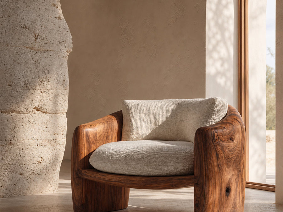 Driftstone Crestview Solid Wood Lounge Chair with Barrel Back