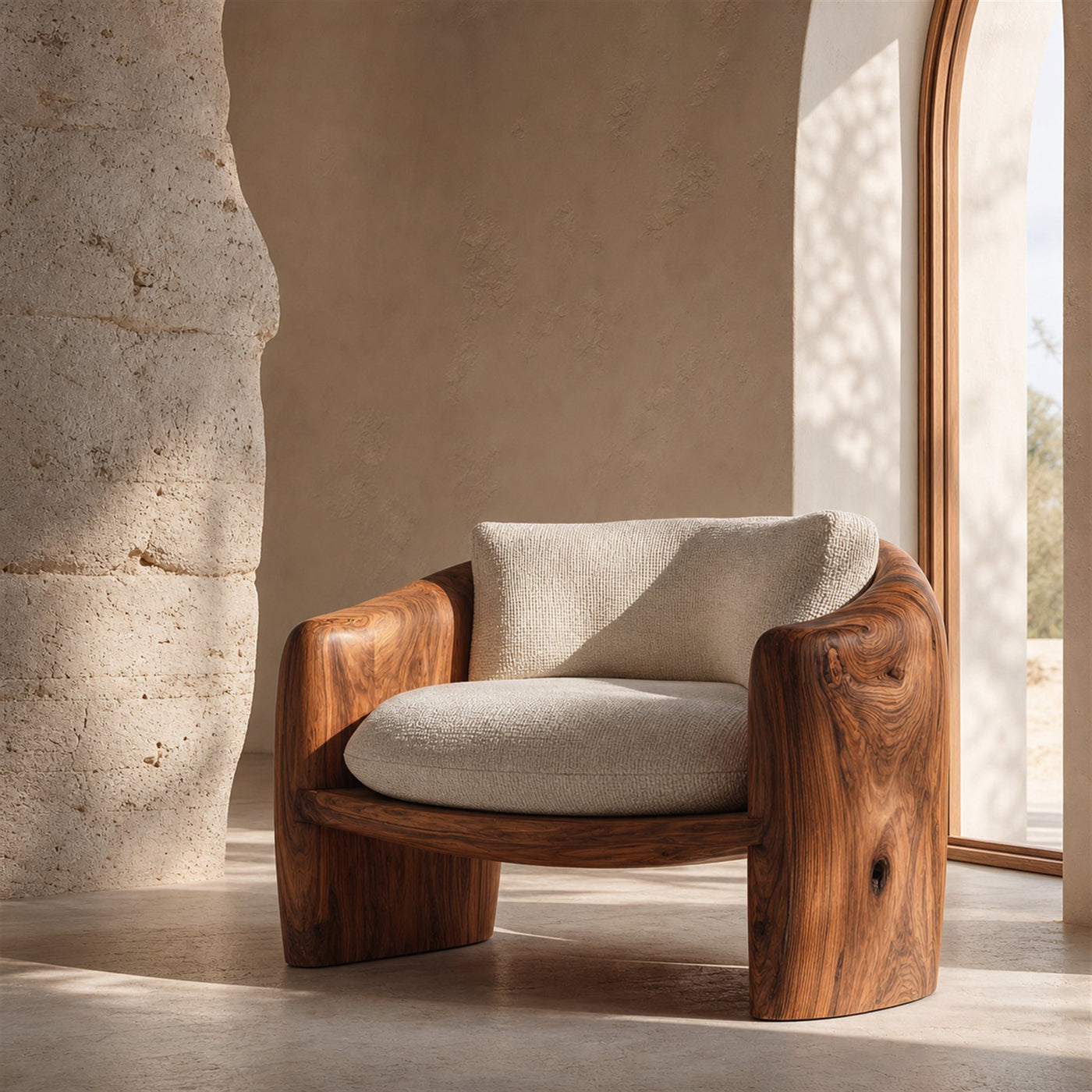 Modern Organic Lounge Chair Sculptural Form For Living Room