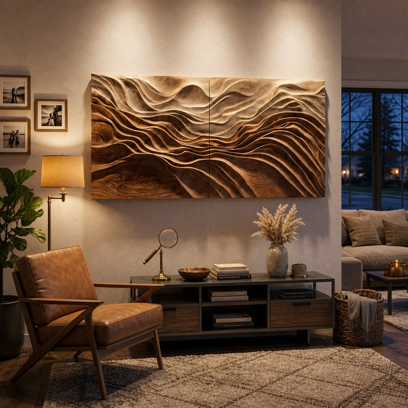 Sculptural Wall Art With Flowing Design For Living Room