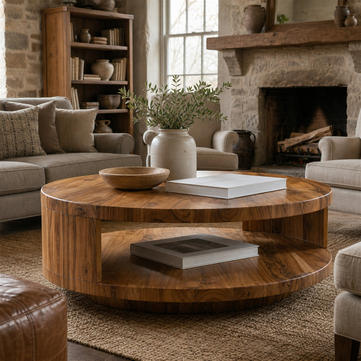 Modern Round Coffee Table With Shelf For Living Room And Lounge - product view 6