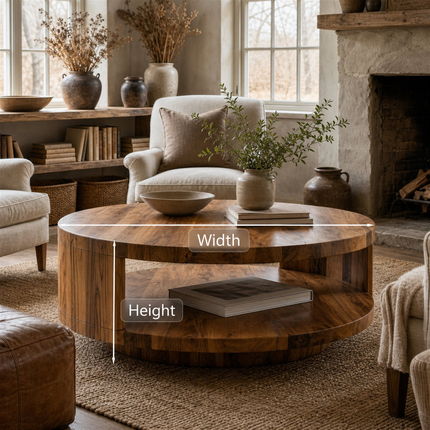 Modern Round Coffee Table With Shelf For Living Room And Lounge - product view 8