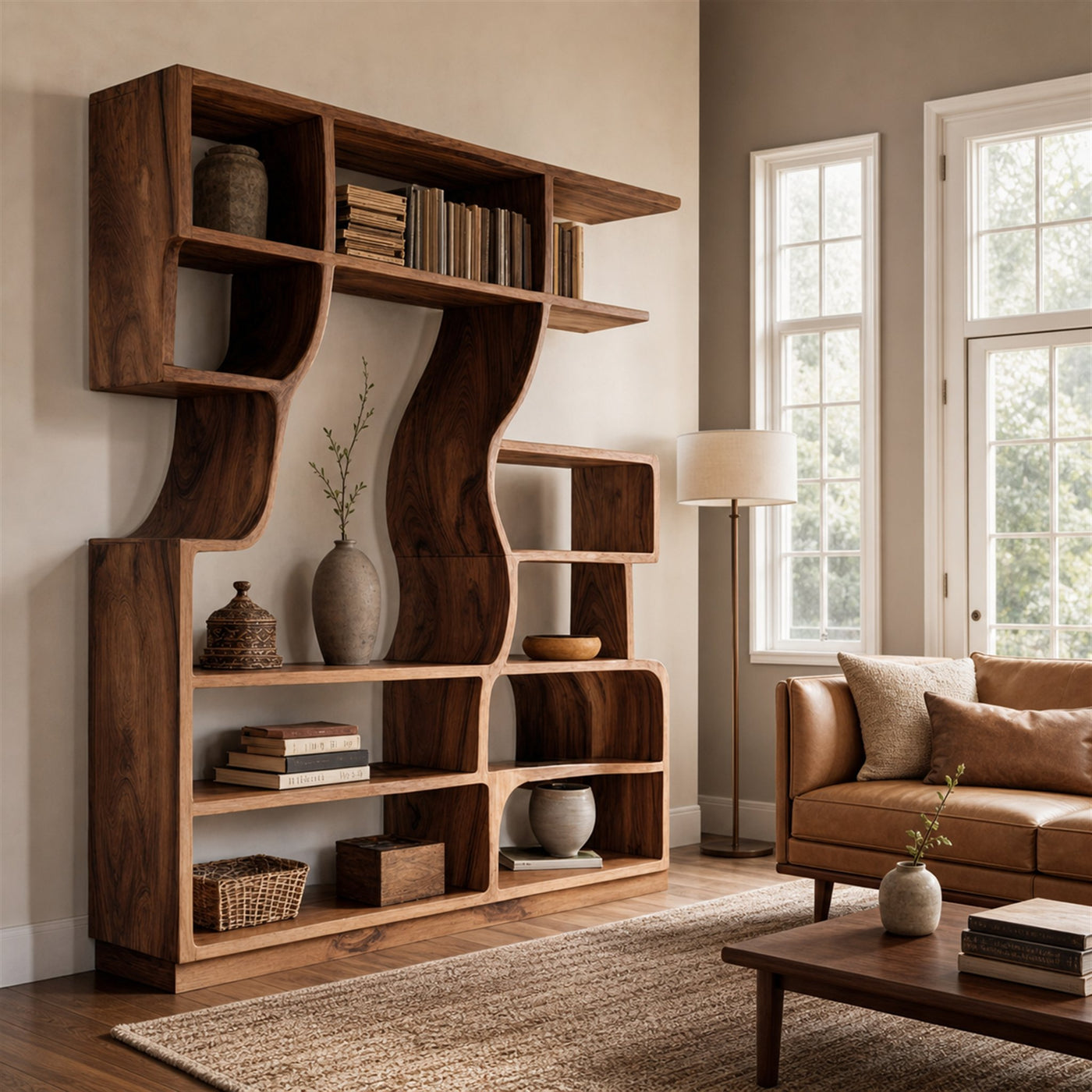 Artisan Carved Bookshelf For Modern Interior - product view 6