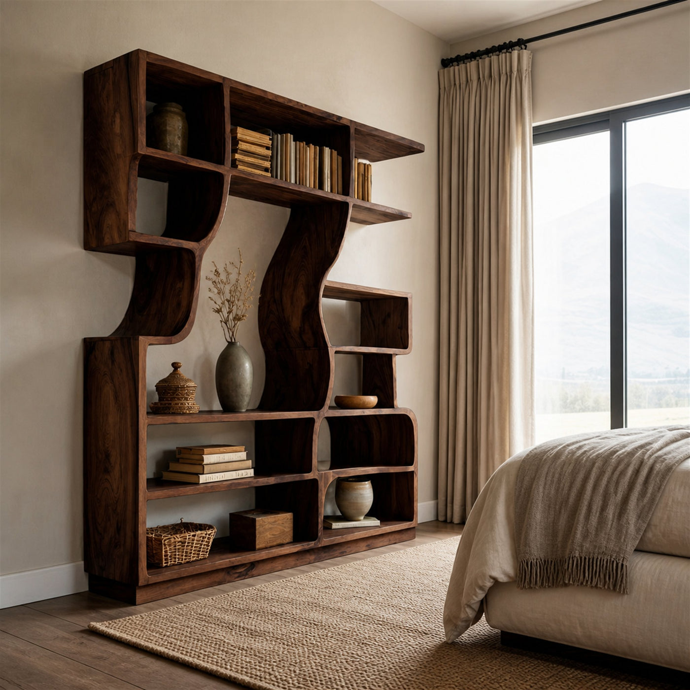 Artisan Carved Bookshelf For Modern Interior - product view 7