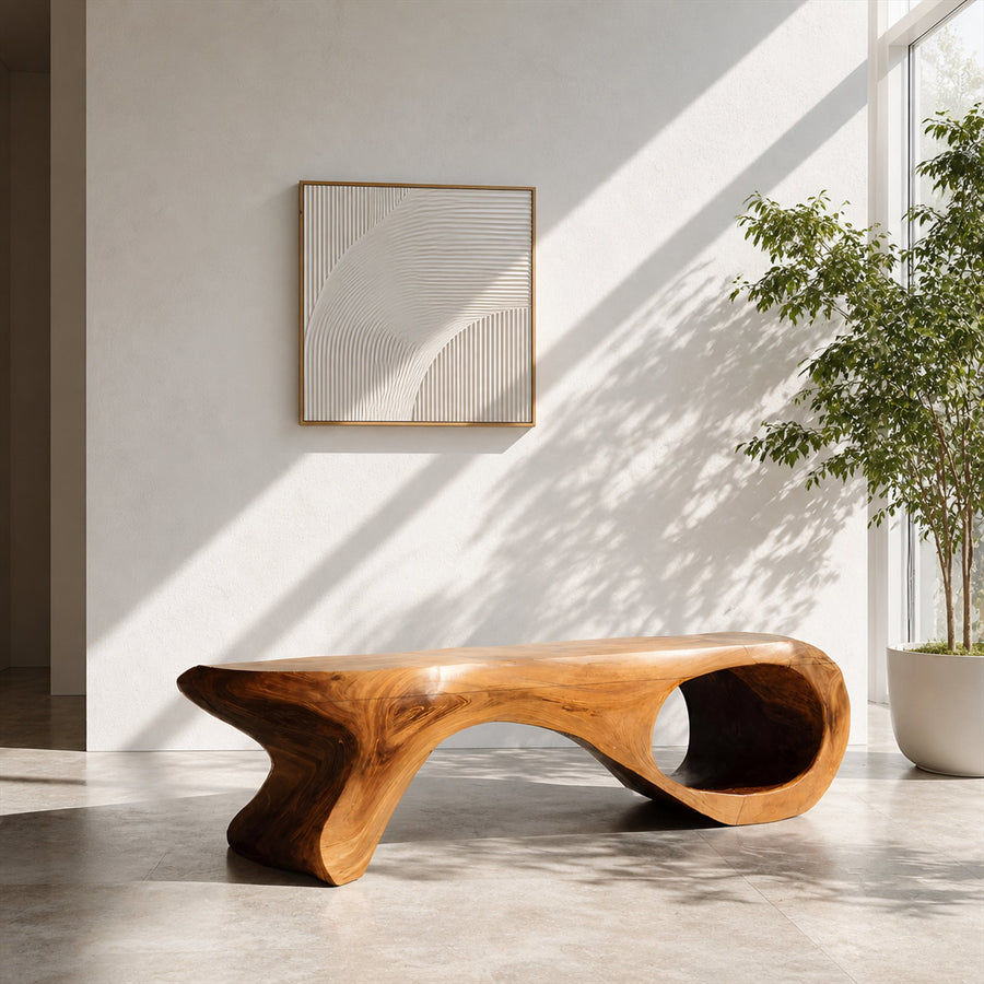 Artistic Sculptural Organic Bench For Entryway Decor