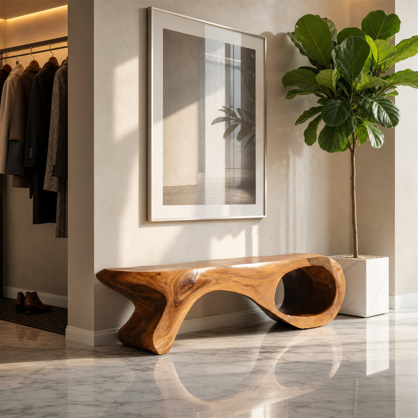 Artistic Sculptural Organic Bench For Entryway Decor - product view 6
