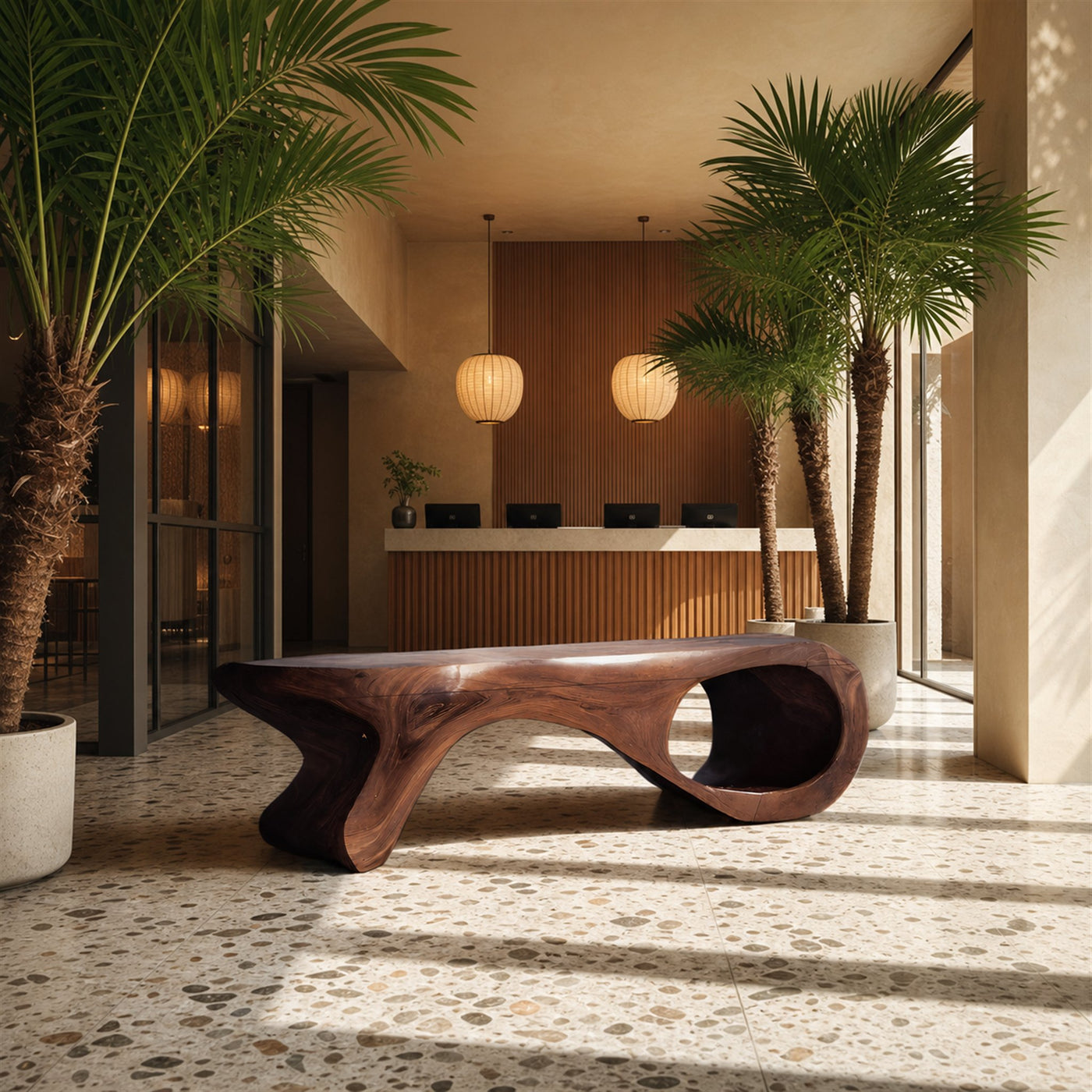 Artistic Sculptural Organic Bench For Entryway Decor - product view 7