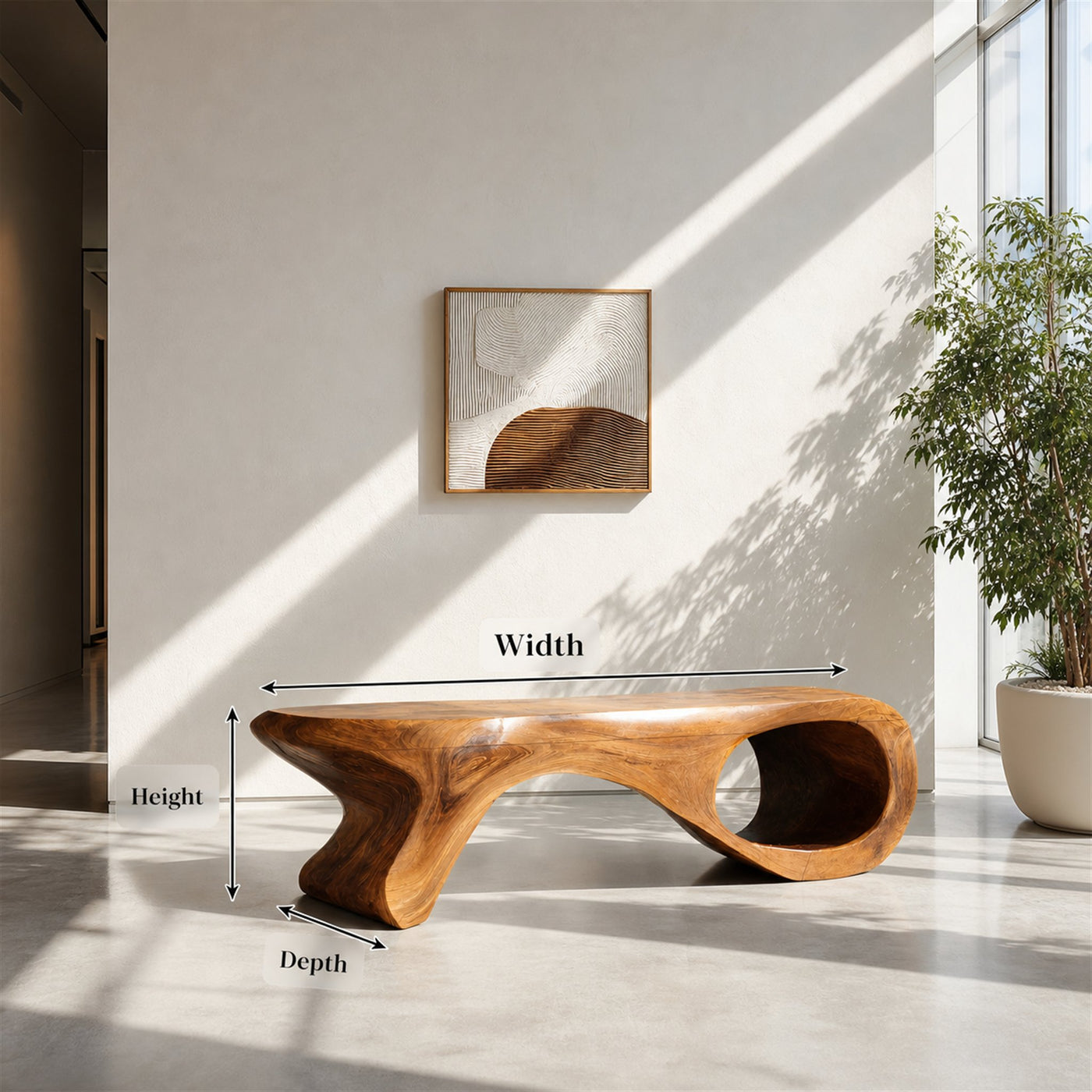 Artistic Sculptural Organic Bench For Entryway Decor - product view 8