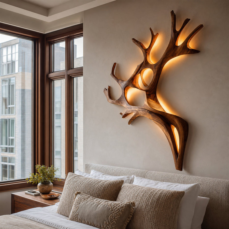 Artistic Wooden Wall Light For Home Decor